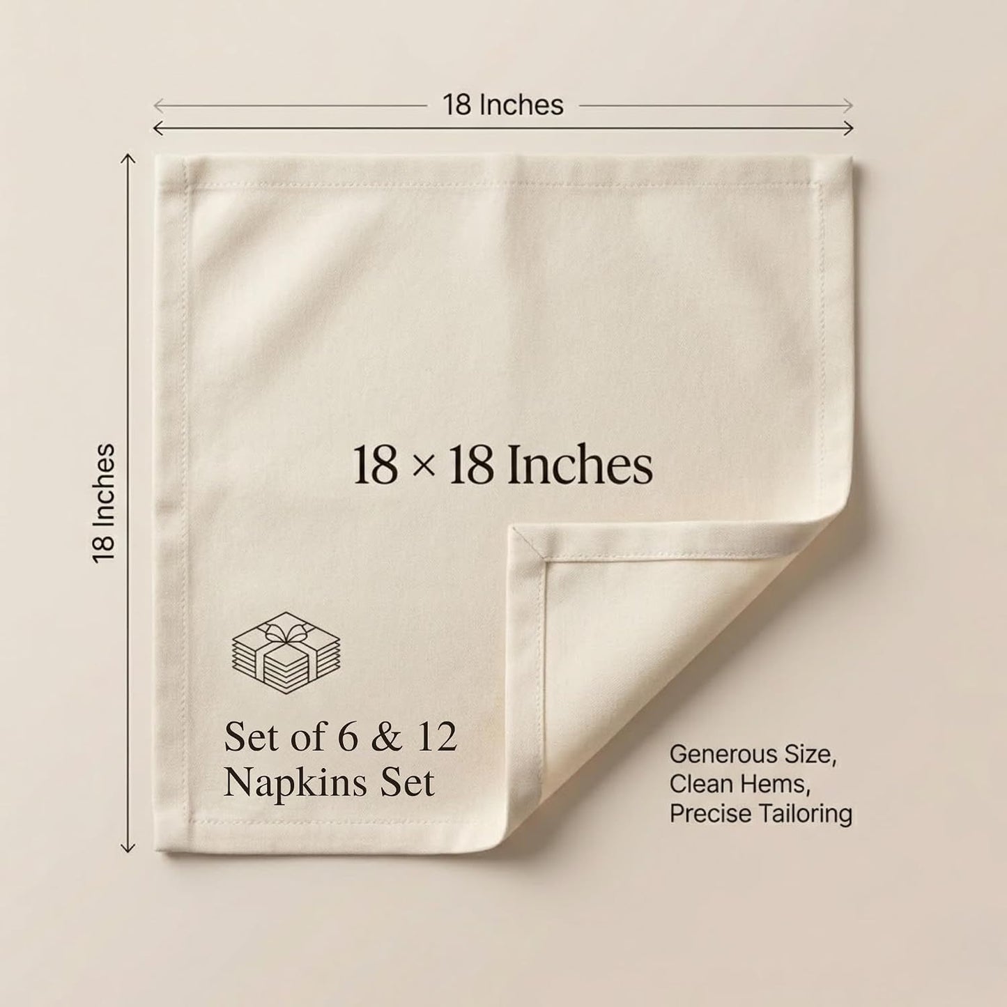 ACCENTHOME Accent Home 100% Cotton Napkins, Delicate Cloth Napkins for Dinners, Parties and Weddings，18 x 18 Inch Set