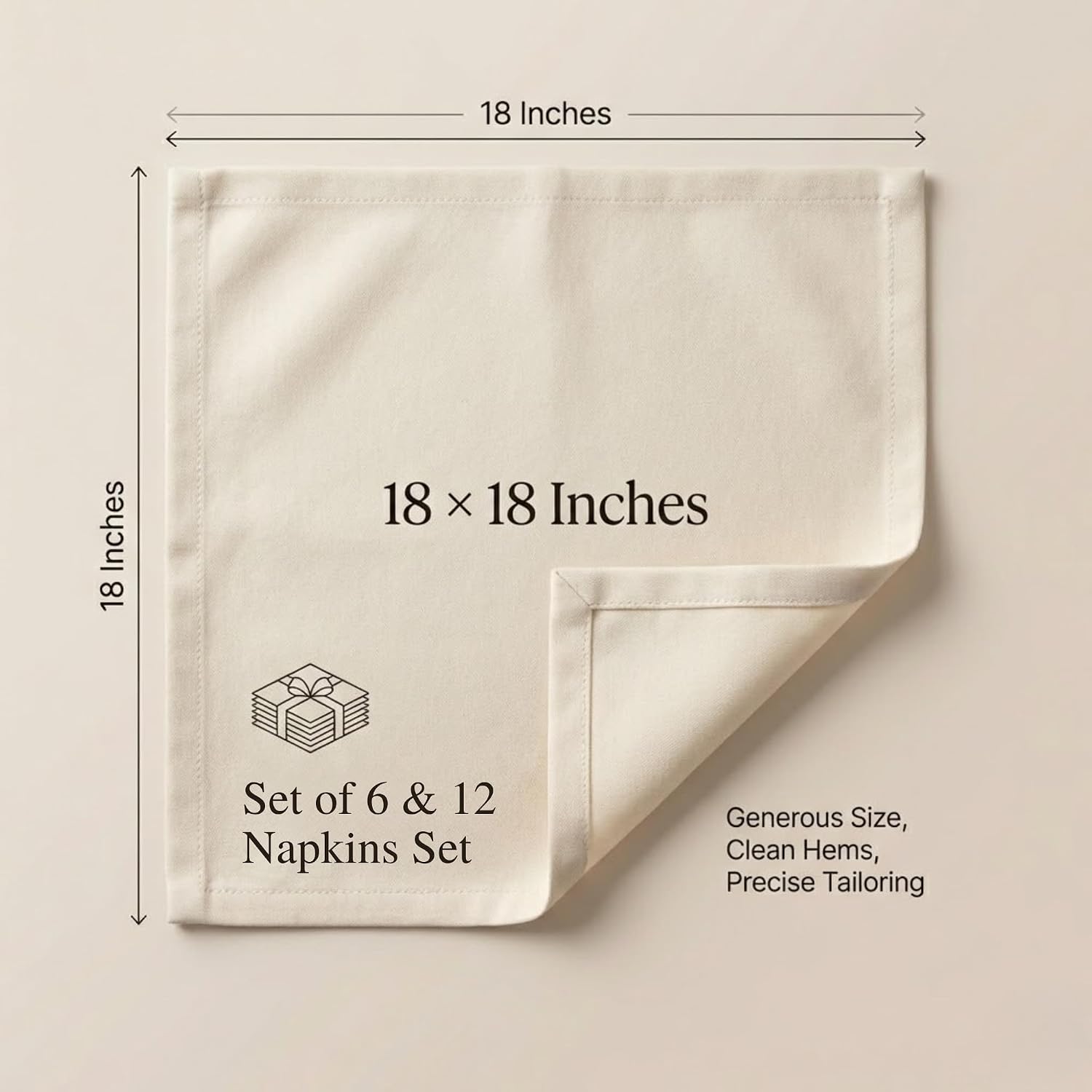 ACCENTHOME Accent Home 100% Cotton Napkins, Delicate Cloth Napkins for Dinners, Parties and Weddings，18 x 18 Inch Set