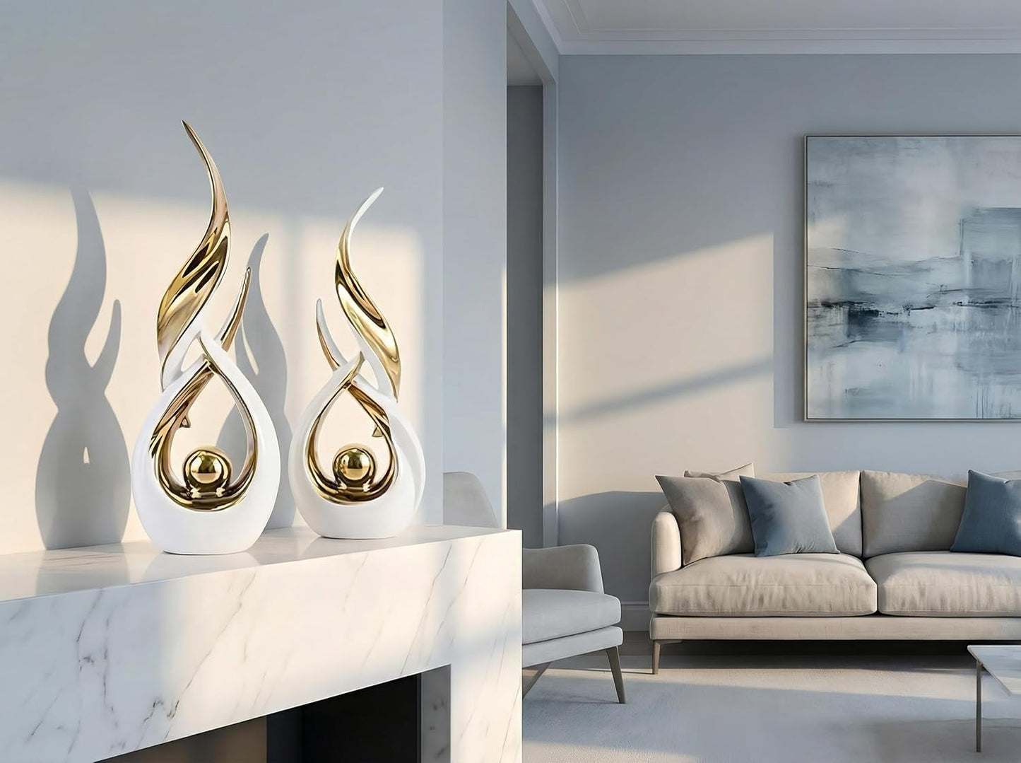 Querro Modern Abstract Ceramic Statue / White
