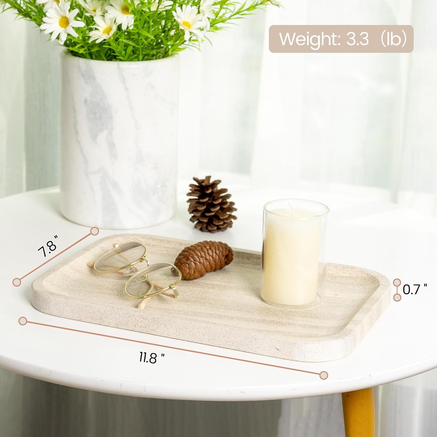 Jewelry Holder / Marble Vanity Tray / Beige Cream