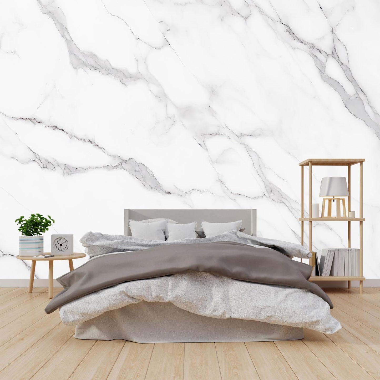 Elegant Marble Pattern self-Adhesive Mural and Light-Colored Striped / Zzsl-08 / 85 x 118 / White
