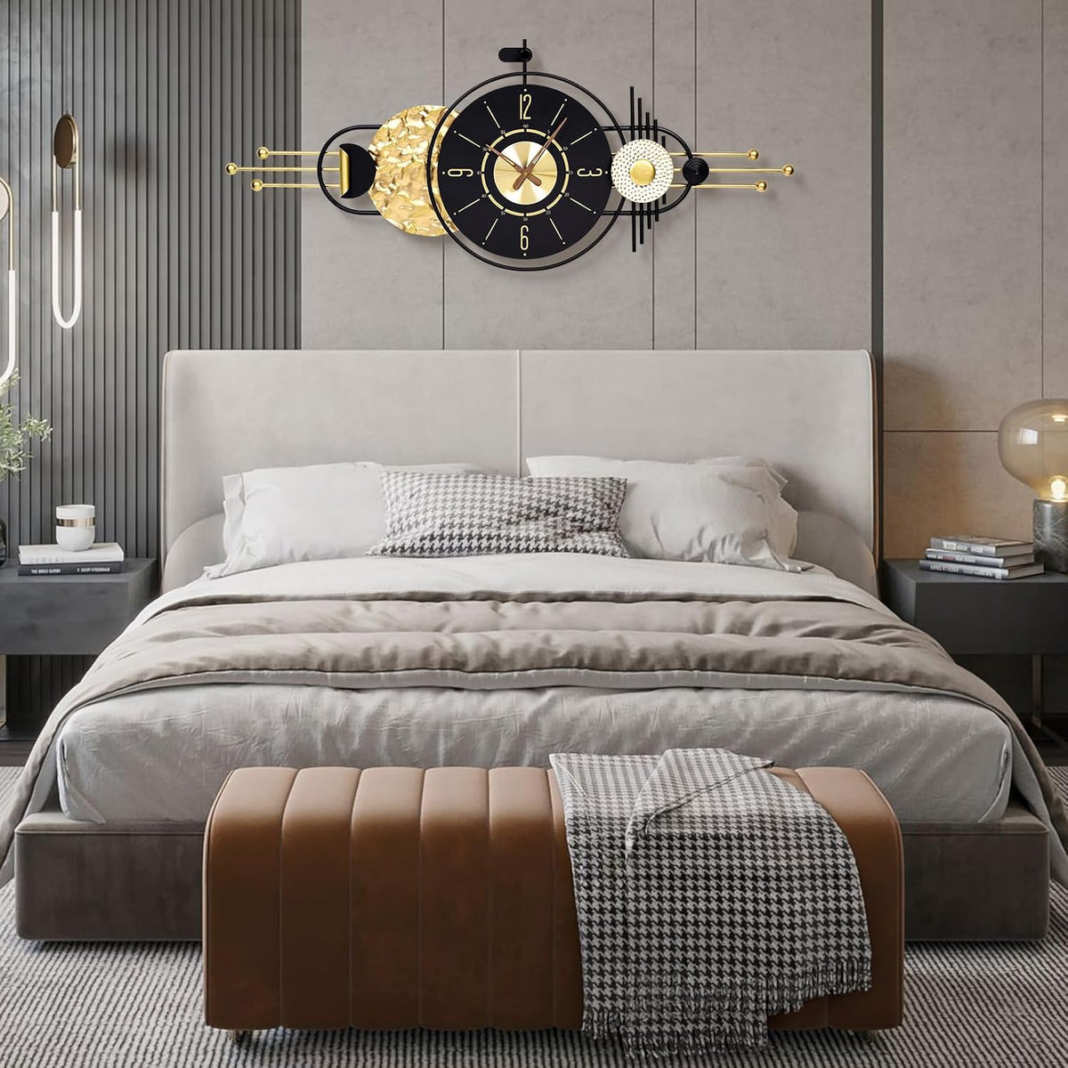 47x19 Inch Modern Large Wall Clock Battery Powered for Living Room | Quartz Movement, Easy-Read Analog Dial, Sleek