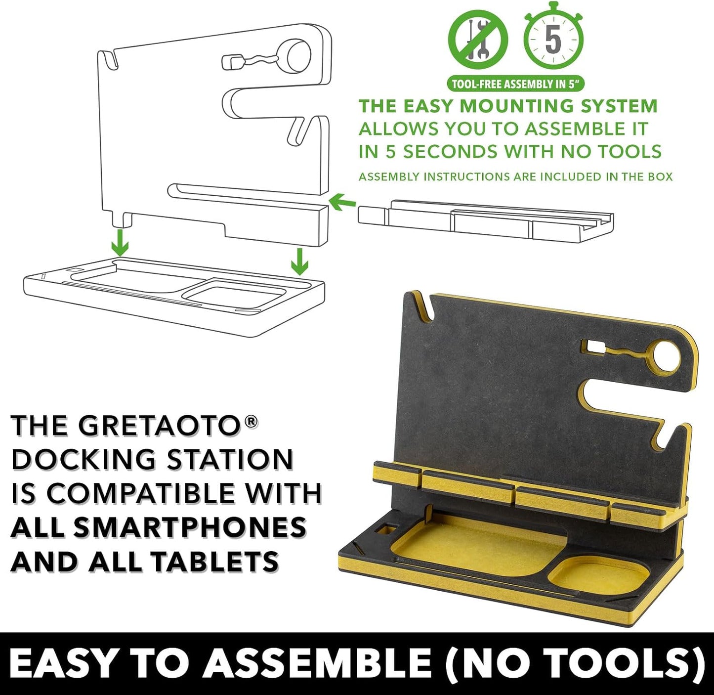 Personalized Wood Docking Station for Cell Phone, Tablet, Wallet, Gadgets, Keys, Accessories, Essentials Desk