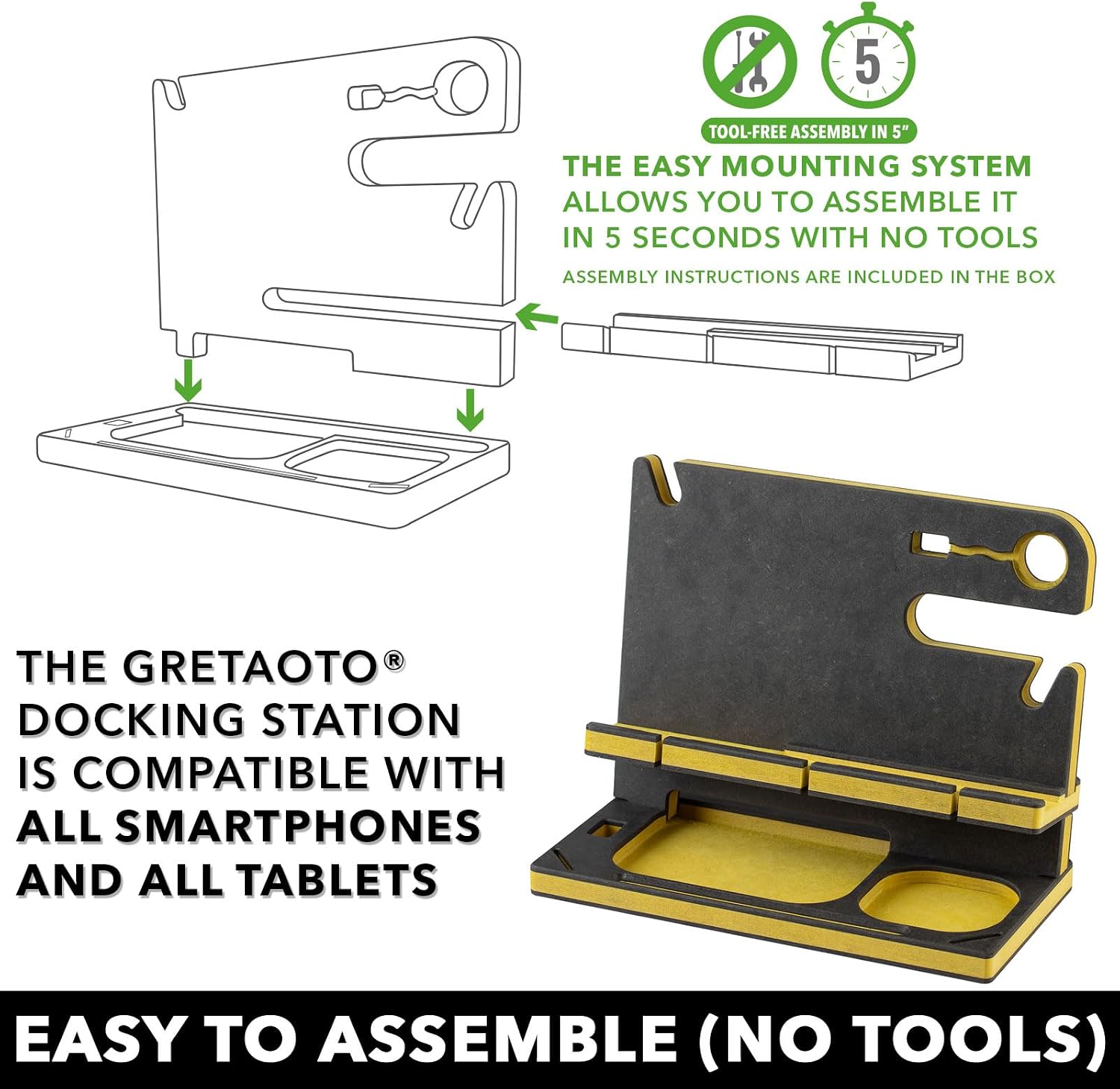 Personalized Wood Docking Station for Cell Phone, Tablet, Wallet, Gadgets, Keys, Accessories, Essentials Desk