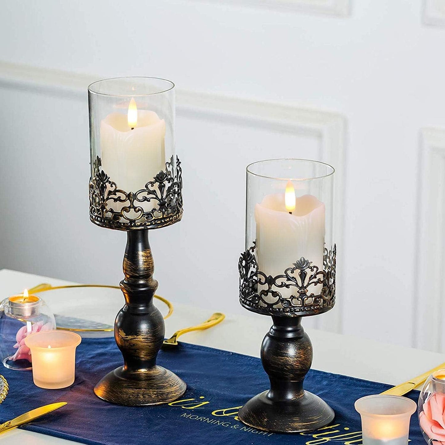 Homemory 2"x3" Real Wax Flameless Votive Candles, Timer Remote, 6 Pack | Brightness adjust, 2/4/6/8h timer, 400+ Hrs