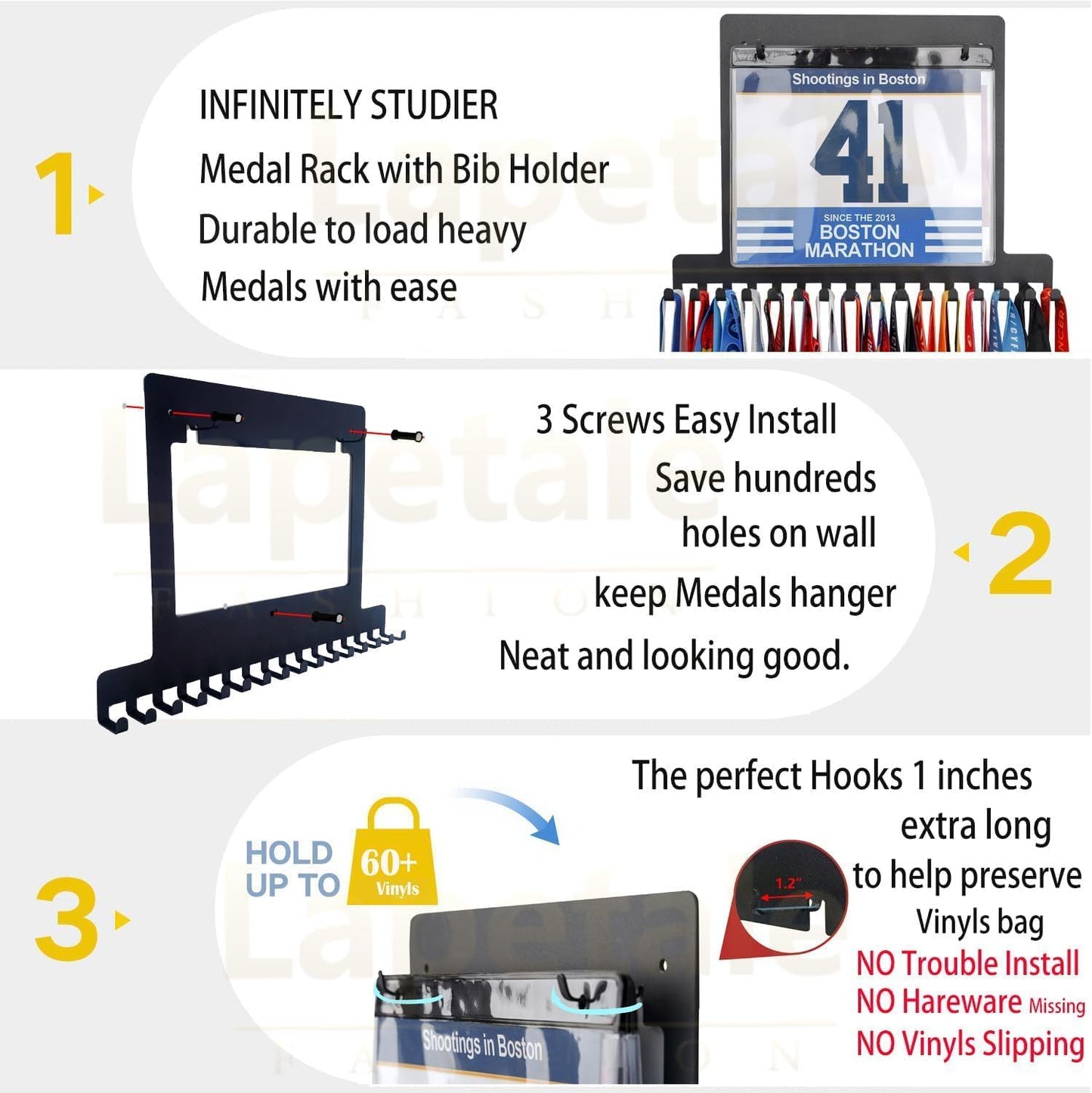 Race Medal and Bib Display,Running Bib and Medal Display and Runner Medal Hanger Display,Medal and Bib Hanger Display