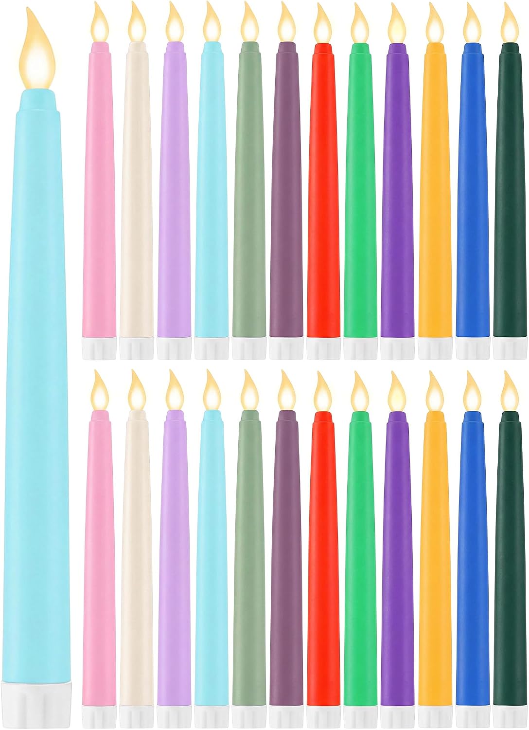 Treela Battery Operated LED Taper Candles,Basic,8 Inch,Pastel