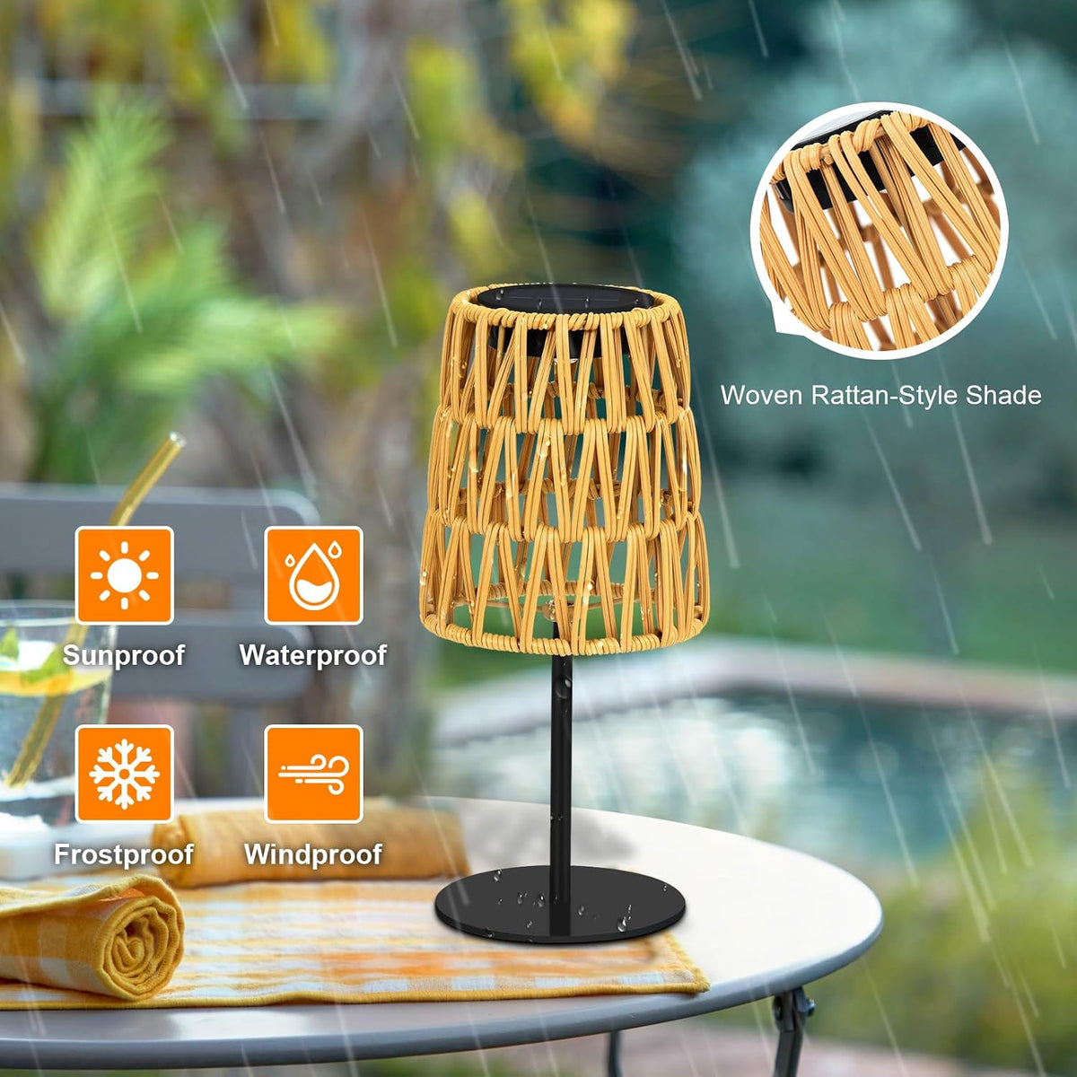 2pcs Outdoor Table Lamp: Rechargeable LED Solar Lantern for Garden Yard, Waterproof Solar Lights Outdoor Cordless Table