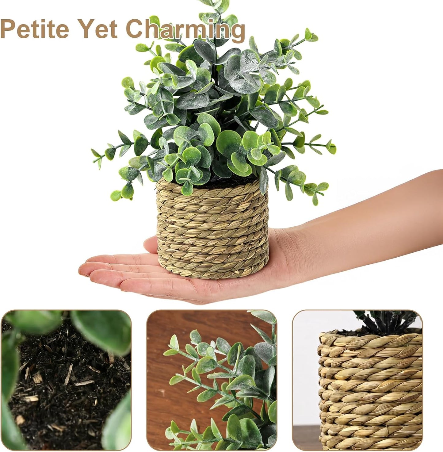 Artificial Plants / Seagrass Handwoven Planters / 9 Inch