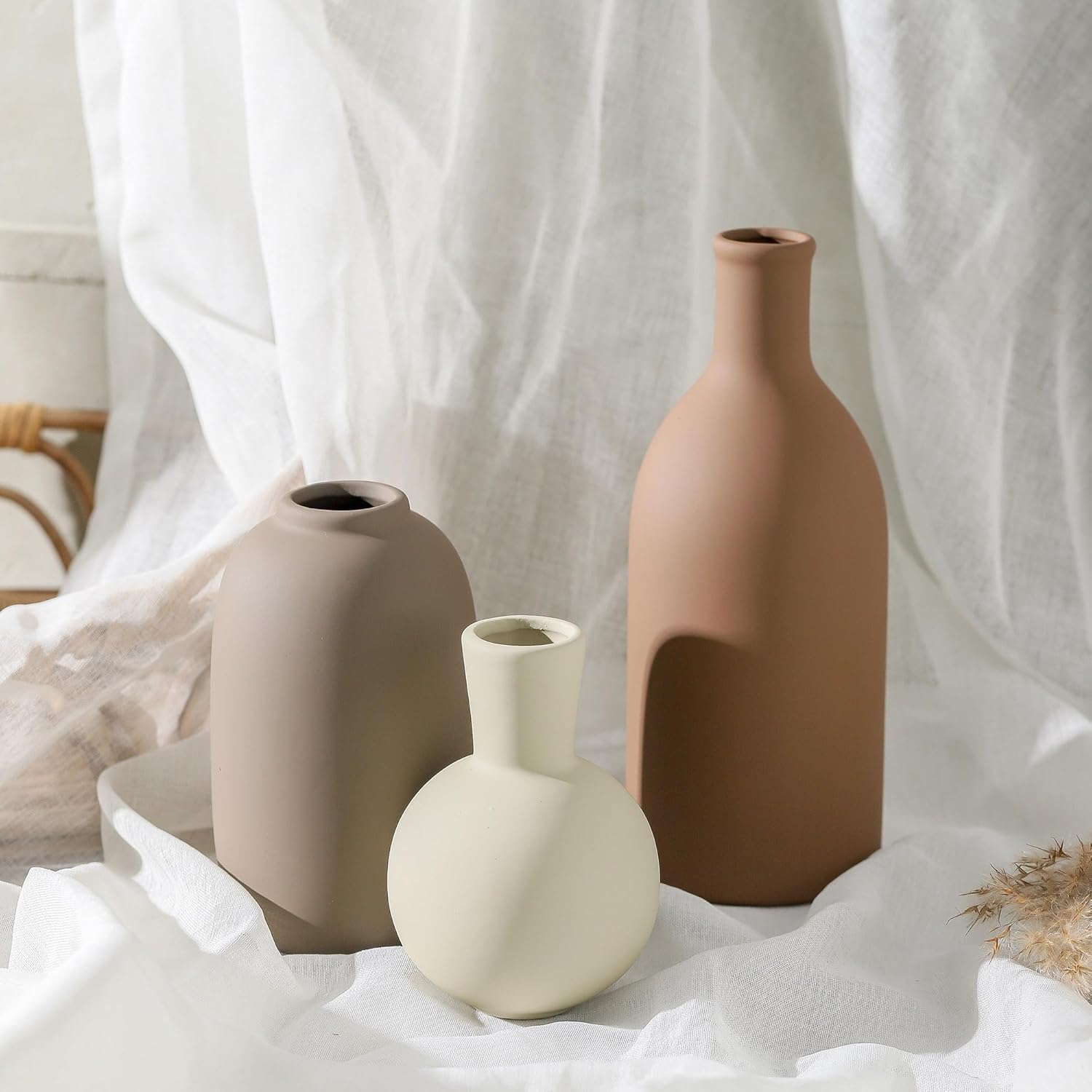 Ceramic Vases / 006-brown / Set of 3