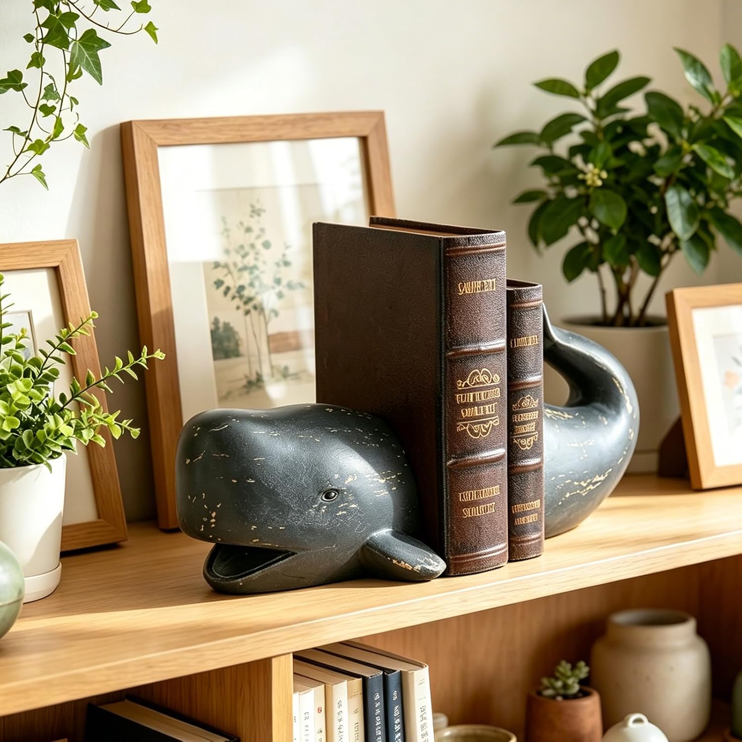 Whale Decorative Bookends Book Stopper / Distressed Finish