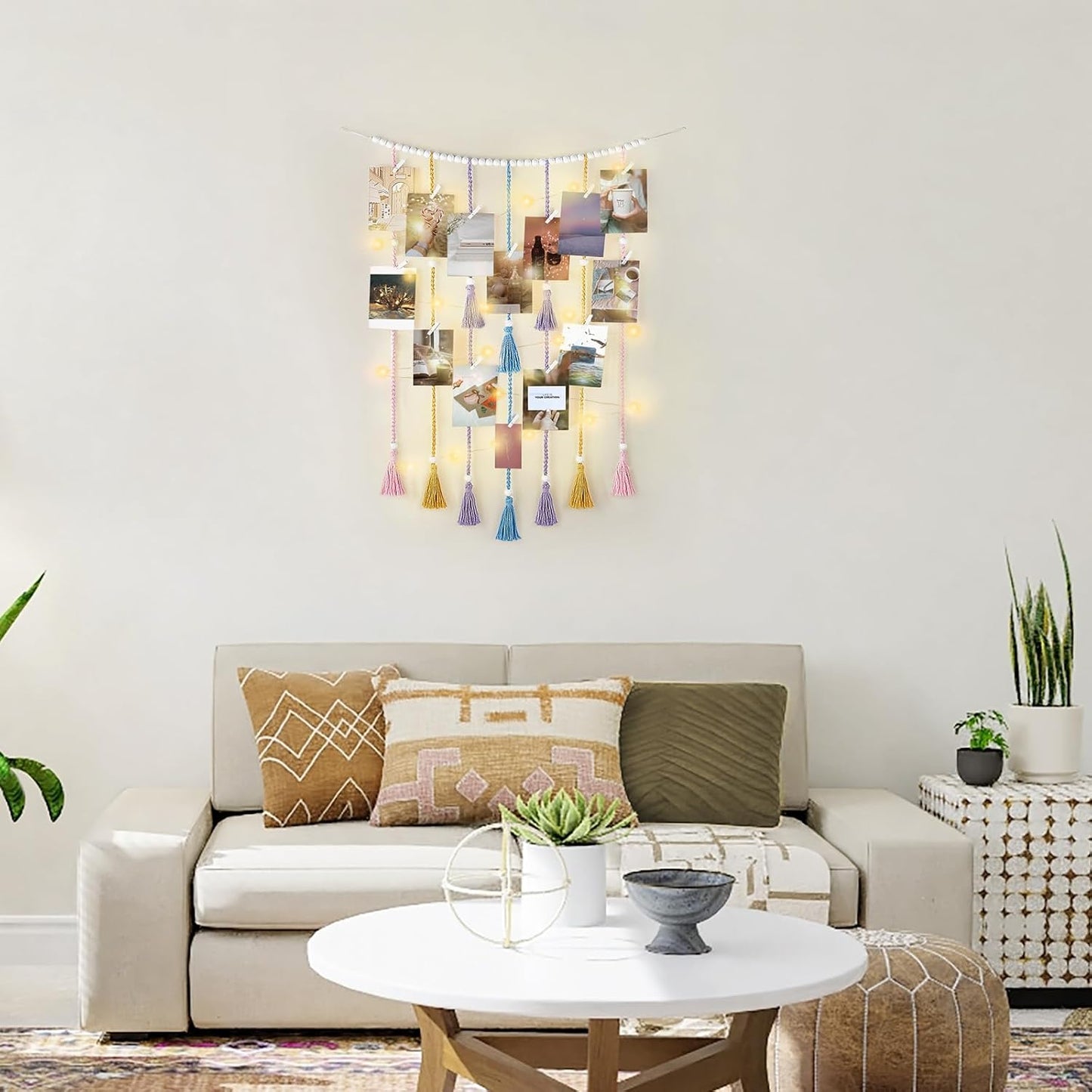 String Lights Boho Room Bedroom Wooden Beads Garland Picture / Medium / Multi Color