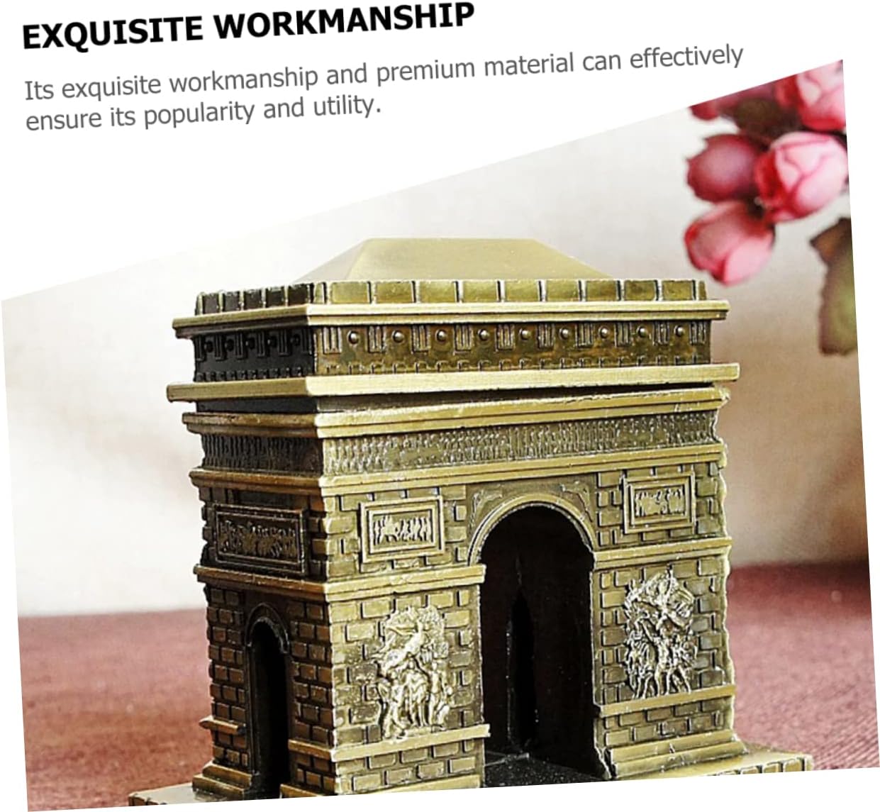 Vintage Triumphal Arch Model Metal Building Desktop Ornament Unique / 6 x 4 x 6 / Cm / Golden