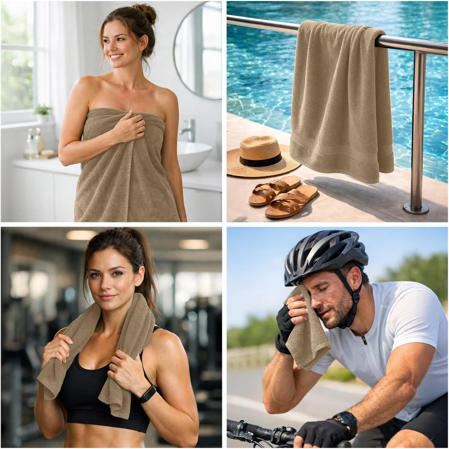DAN RIVER 8 Piece Luxury Bath Towels for Bathroom, Towel Set, Tan | 2 Bath towels, 2 Hand towels, and 4 Wash Cloths