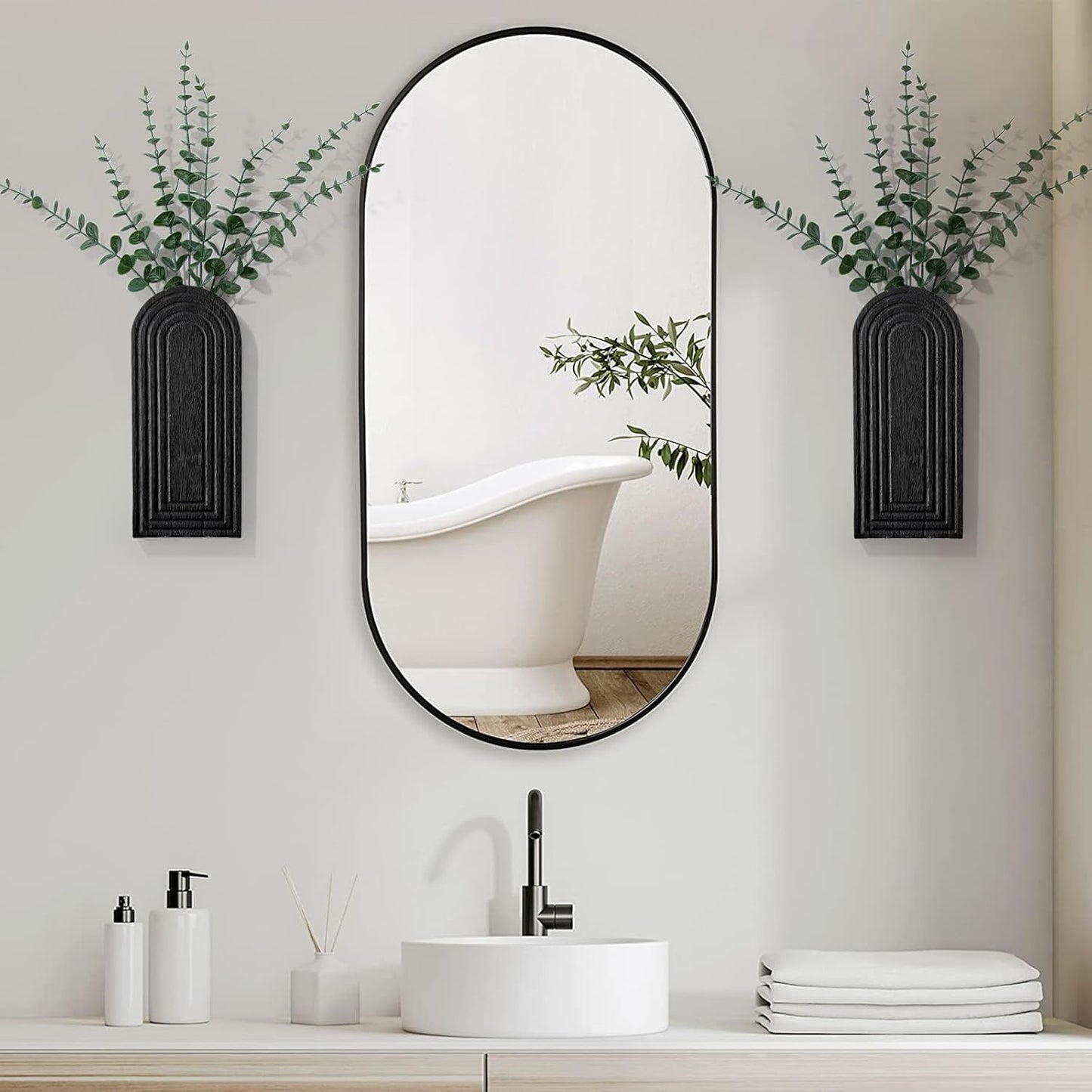 Wood Wall Hanging Planters / Black