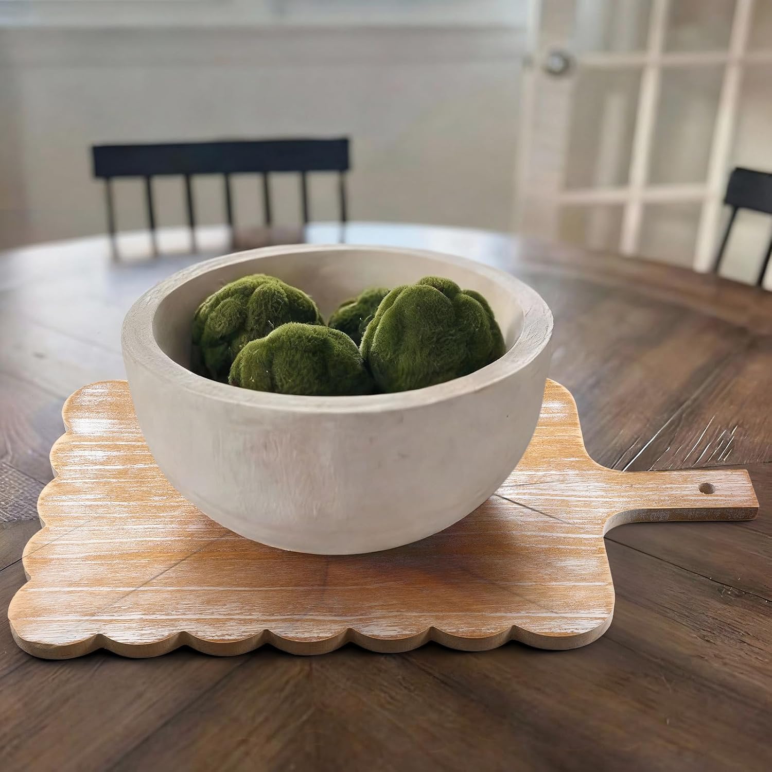 Large Acacia Wood Scallop Cutting Board Wooden Dinner Plate Scalloped Wood Tray Decorative / 18 x 10