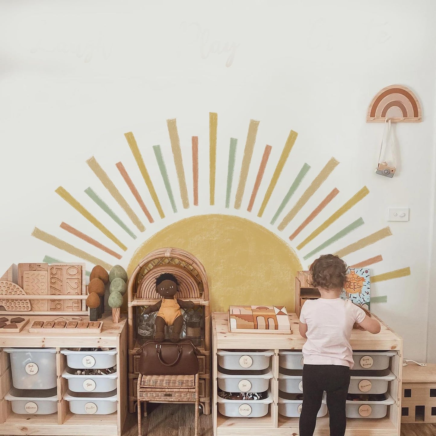 Watercolor Boho Sun Wall Decals Peel and Stick