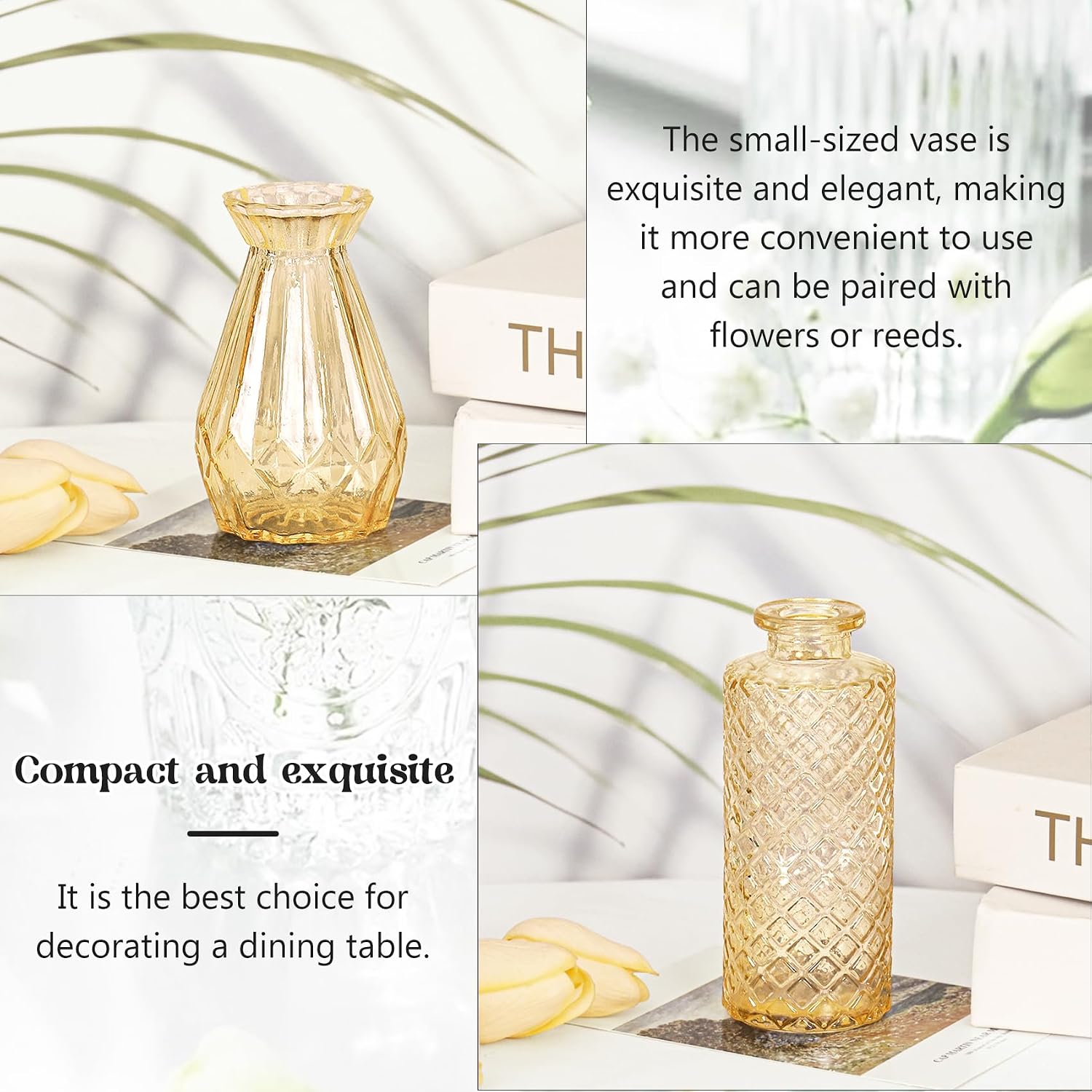 Glass Bud Vase Set / Champagne / Clear / Set of 12
