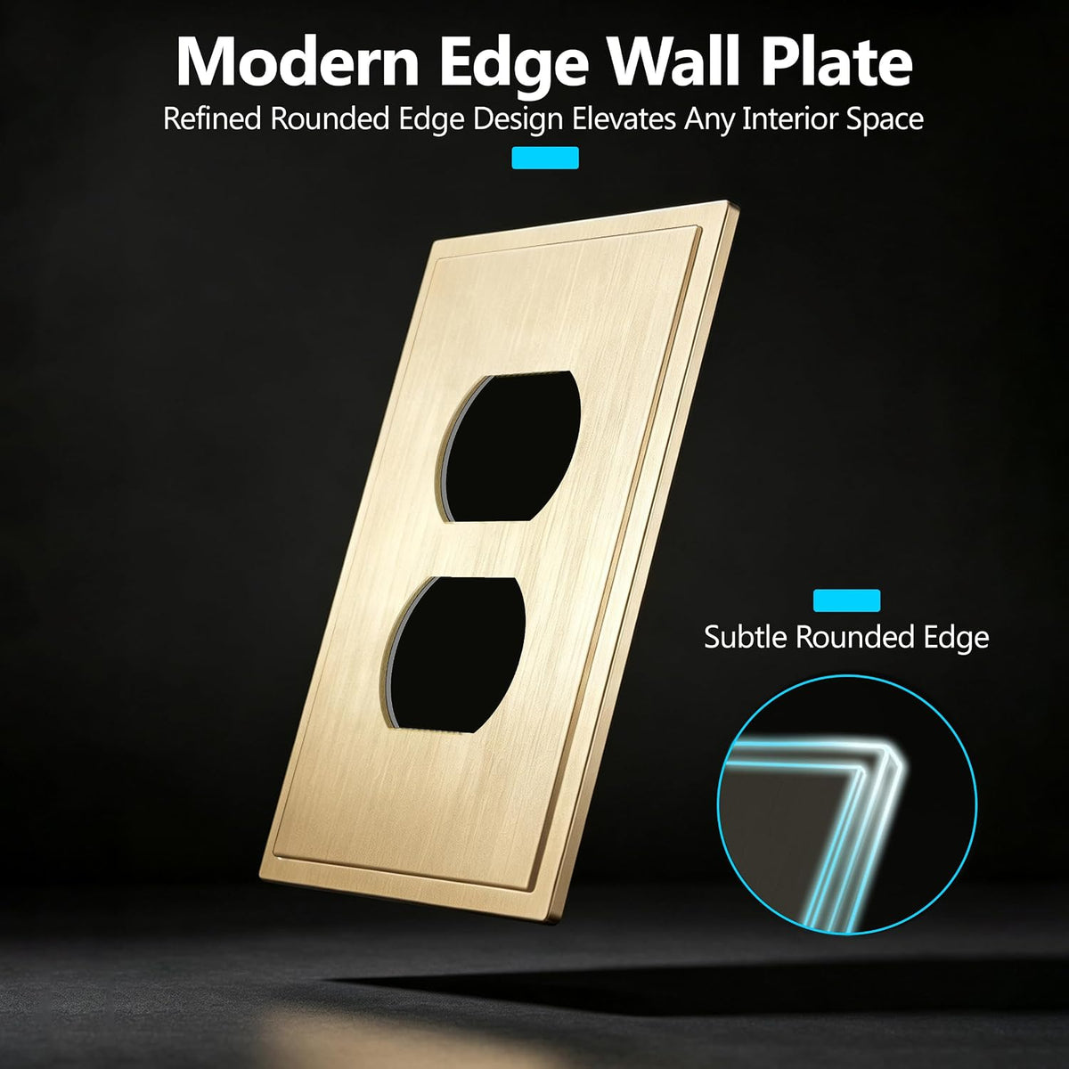 LIDER Modern Ogee Edge Screwless Wall Plate, Mid-Size 1-Gang Duplex Outlet Cover 4.88” x 3.11”, Contemporary Decor