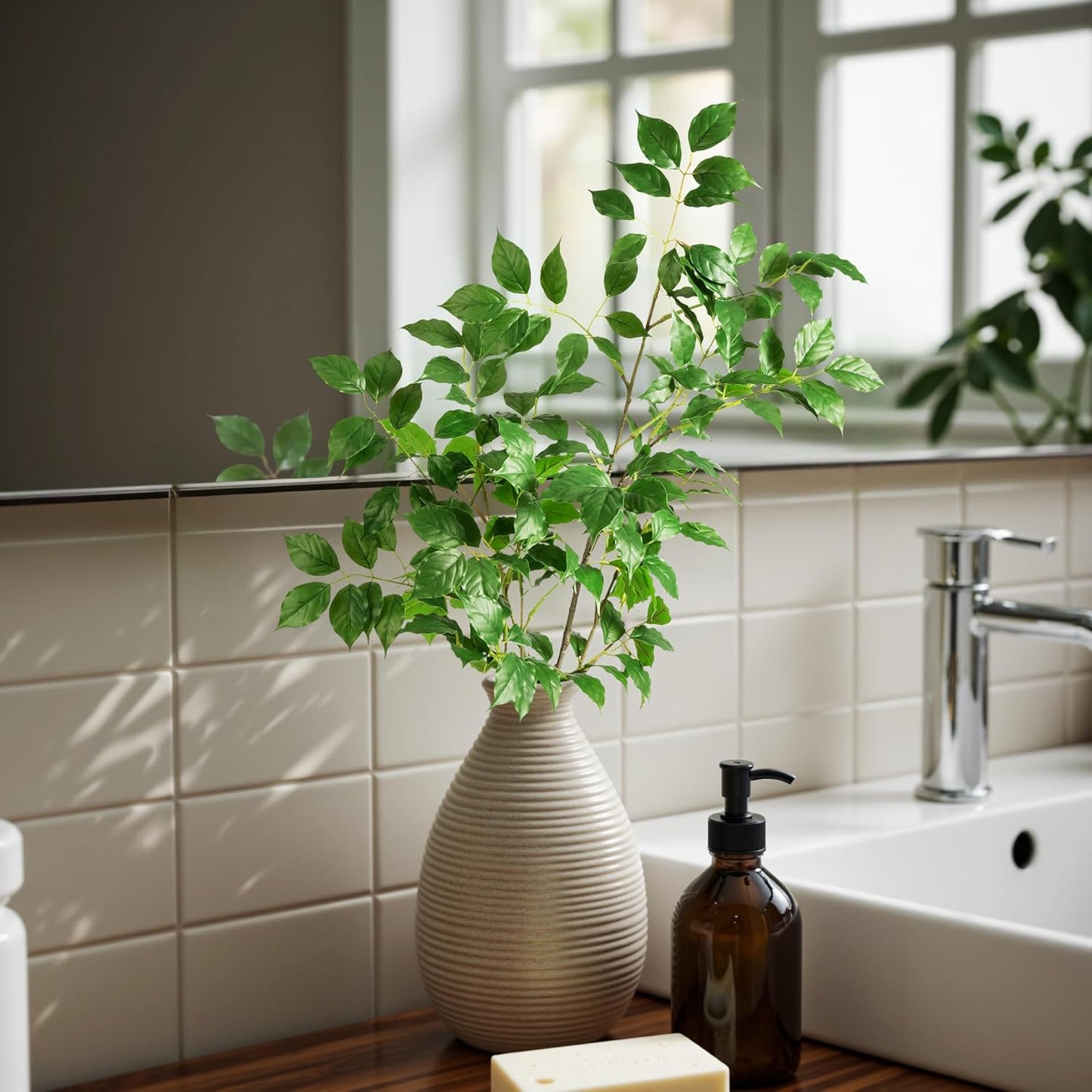 Fake Plants Faux Eucalyptus Stems Artificial Greenery Stems / Green-rsy4 / 31.5 Inch / Set of 4