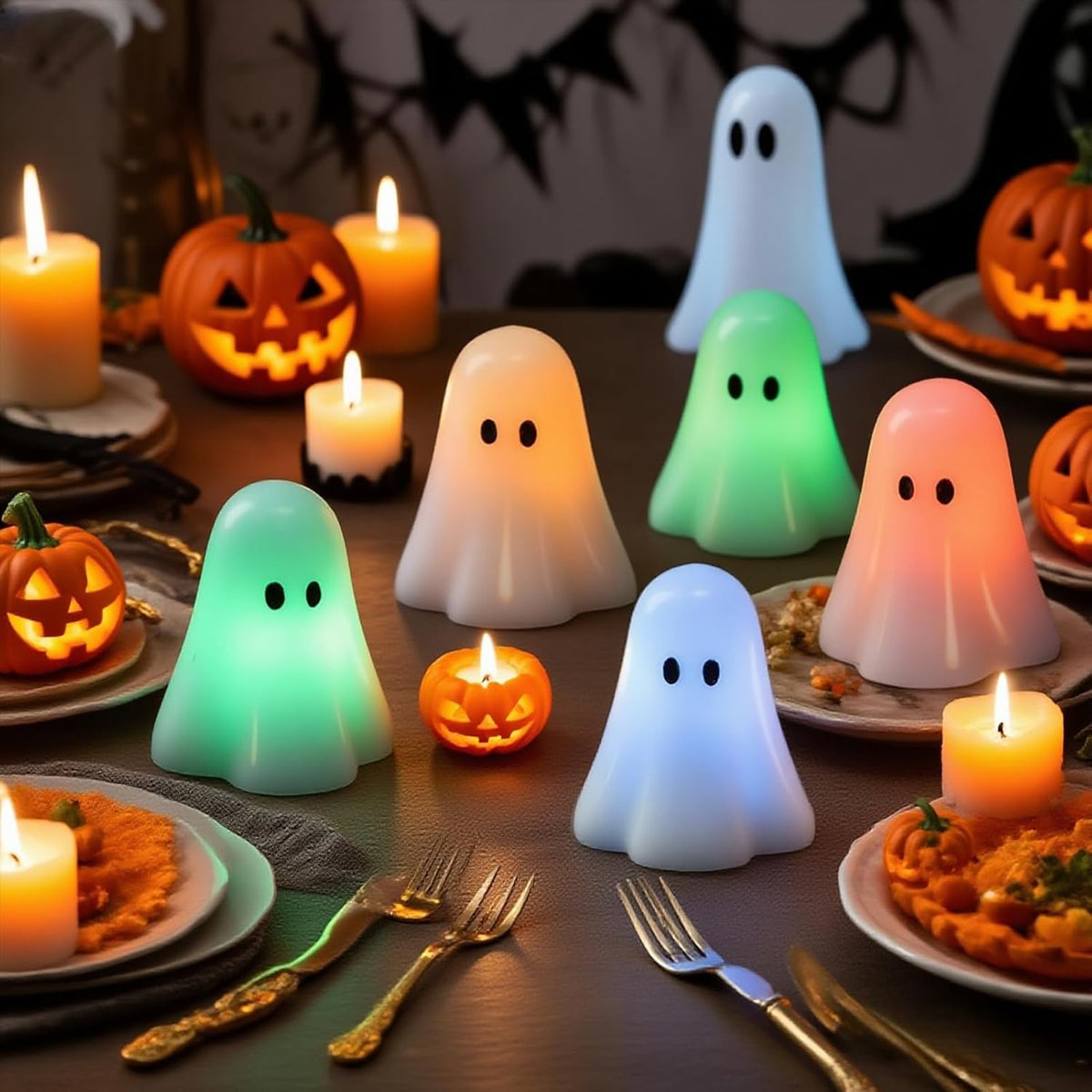 Wondise Halloween Flameless Candles Color Changing with Remote Timer | Real Wax Battery Operated Spooky Ghost Candles