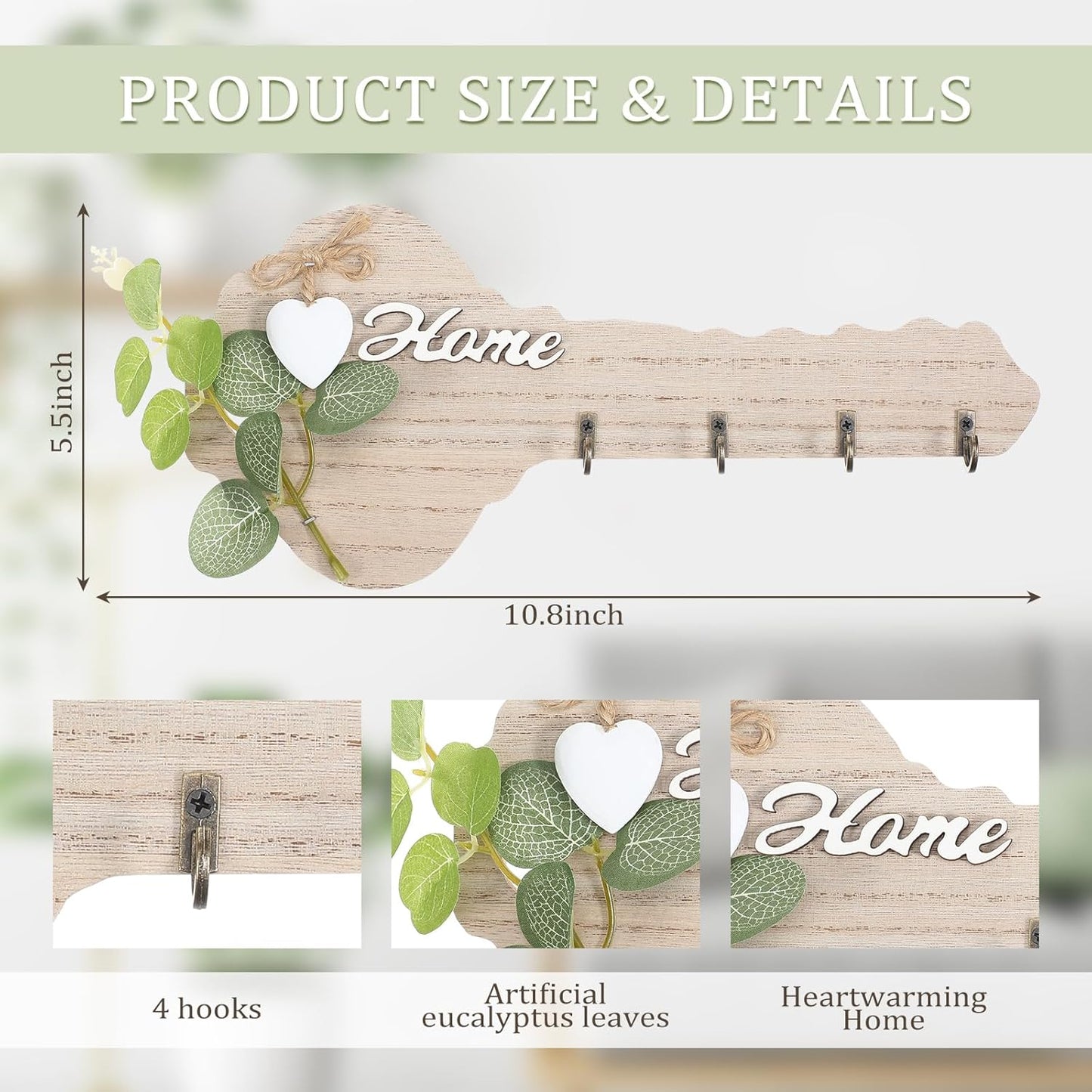 Rustic Wooden Home Key Holder Wall Decor