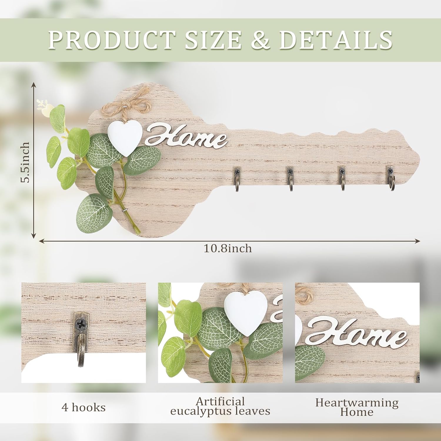 Rustic Wooden Home Key Holder Wall Decor