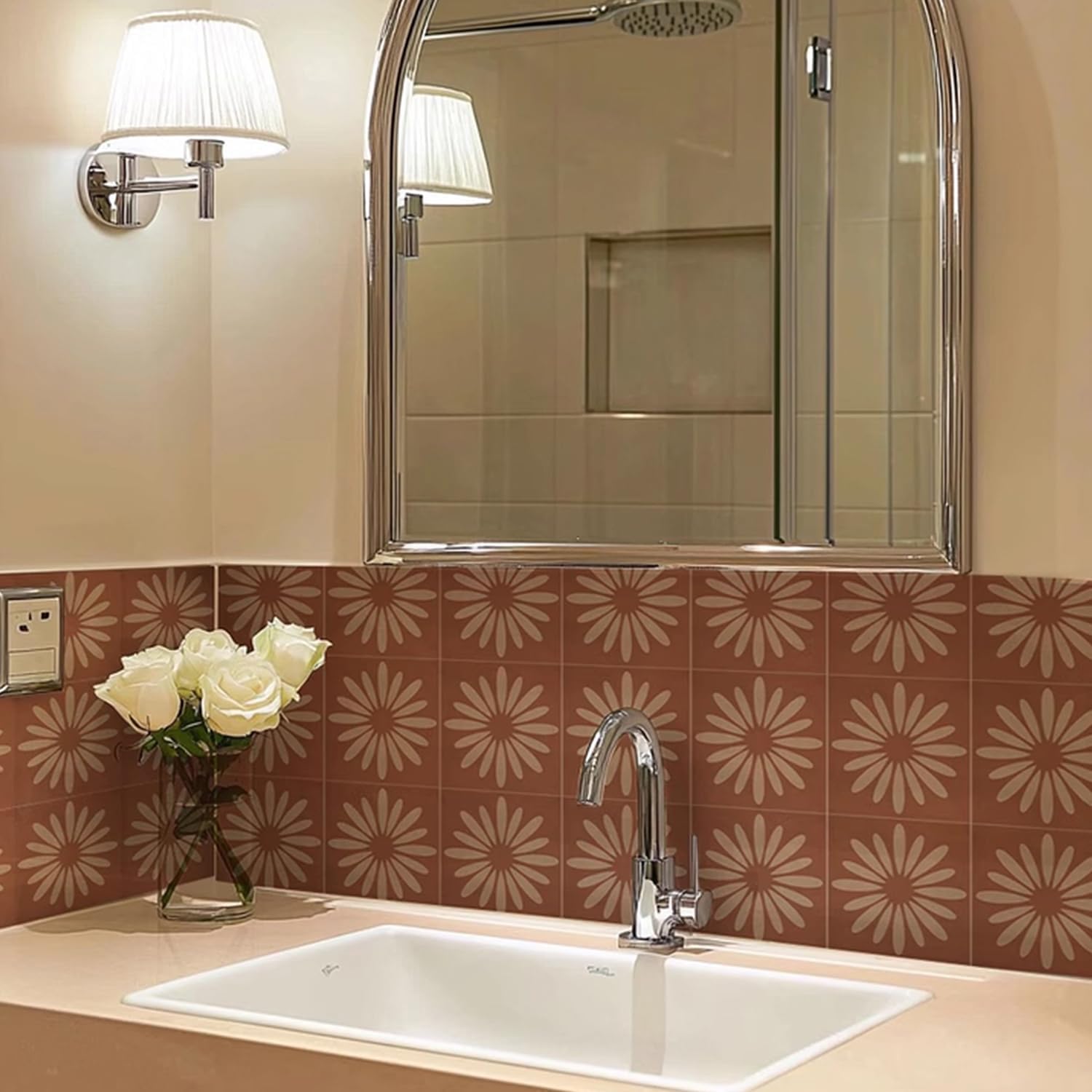 in- Bohemian Peel and Stick Tiles Floor Wall Sticker Self-Adhesive Tile / 7.87 x 7.87 / Set of 10
