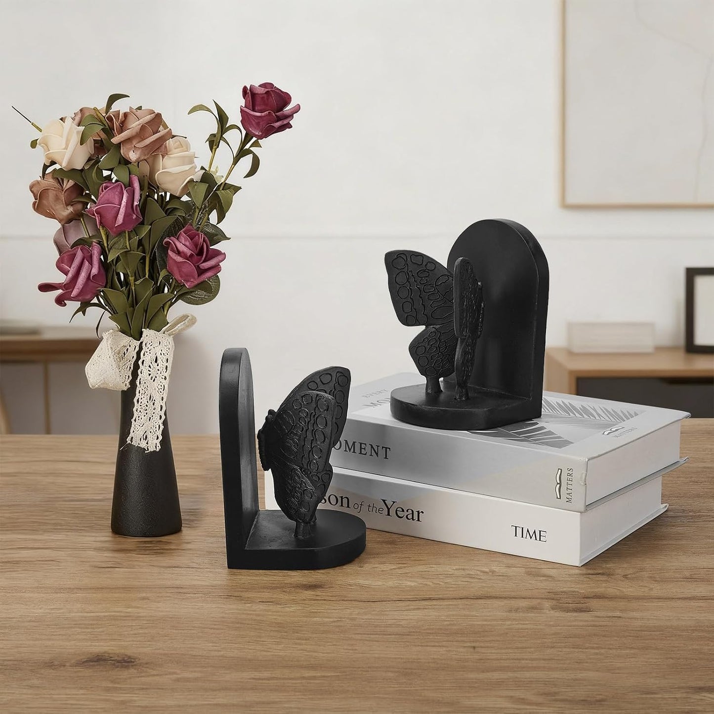 Resin Book Ends / Butterfly Bookends Black