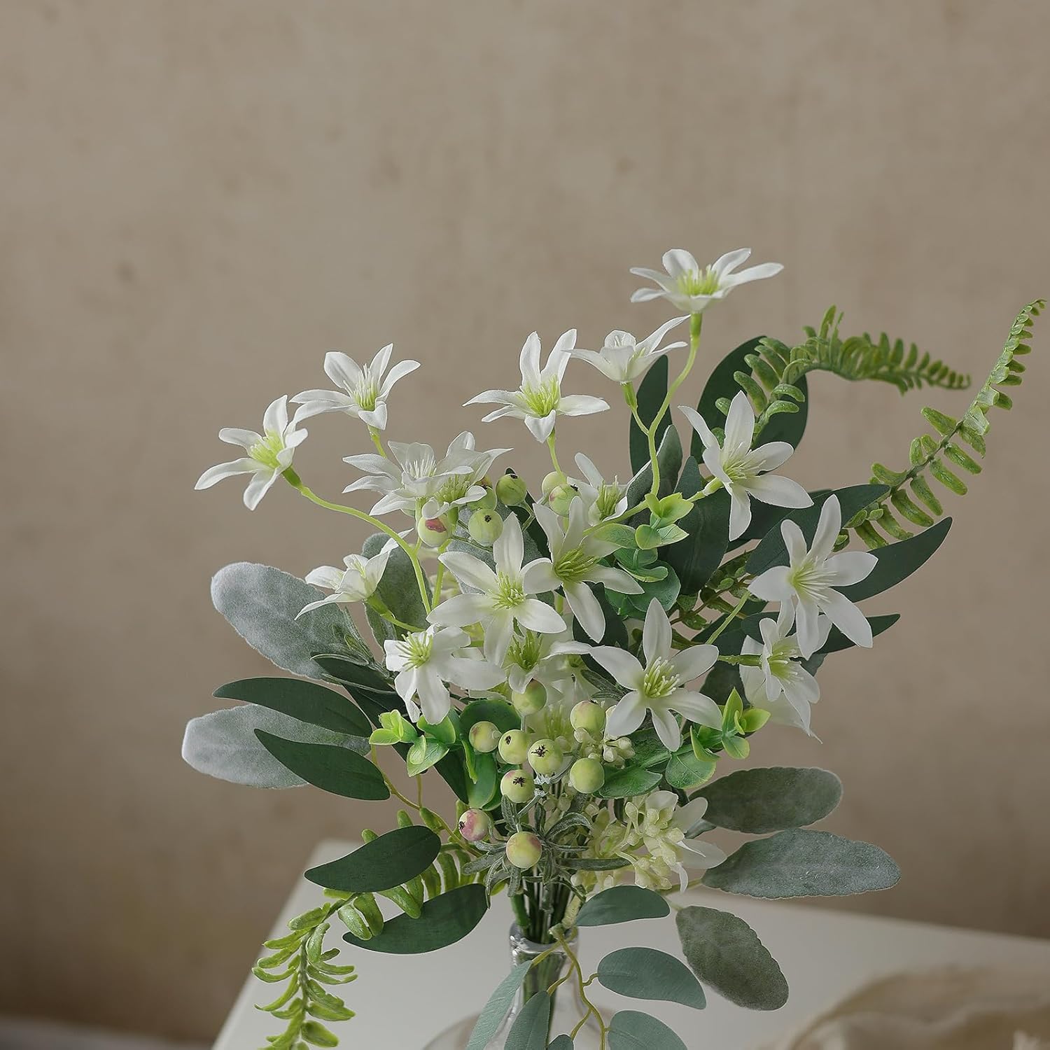 8 Kinds of Faux Plants and Fake Flowers for DIY Bridal Bouquets / Sage Green & White / Set of 70