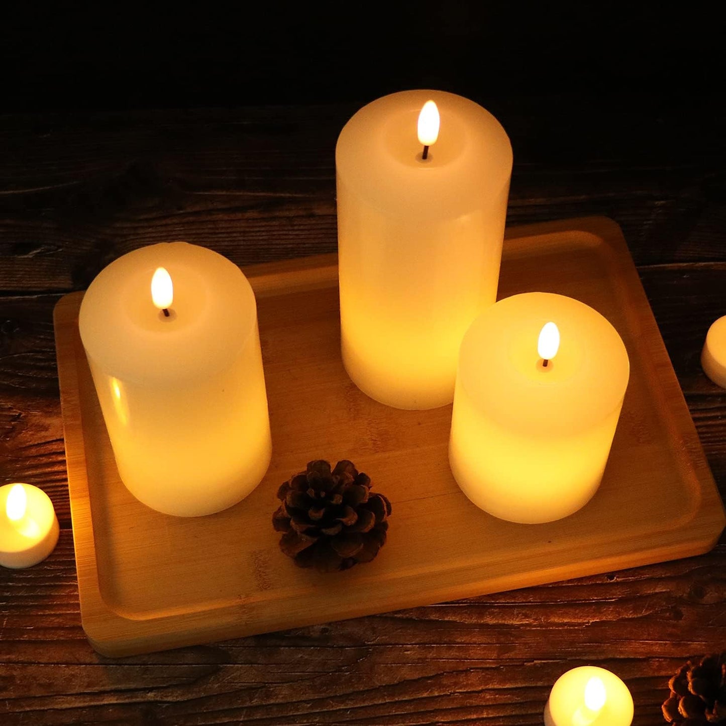 GenSwin Flameless LED Candles Battery Operated with Remote Timer White | Real Wax Pillar LED Votive Candles Warm Light