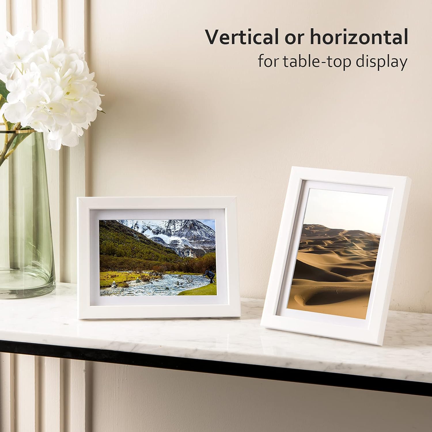 Wooden Photo Frames Matted / White / 5 x 7 / Set of 4