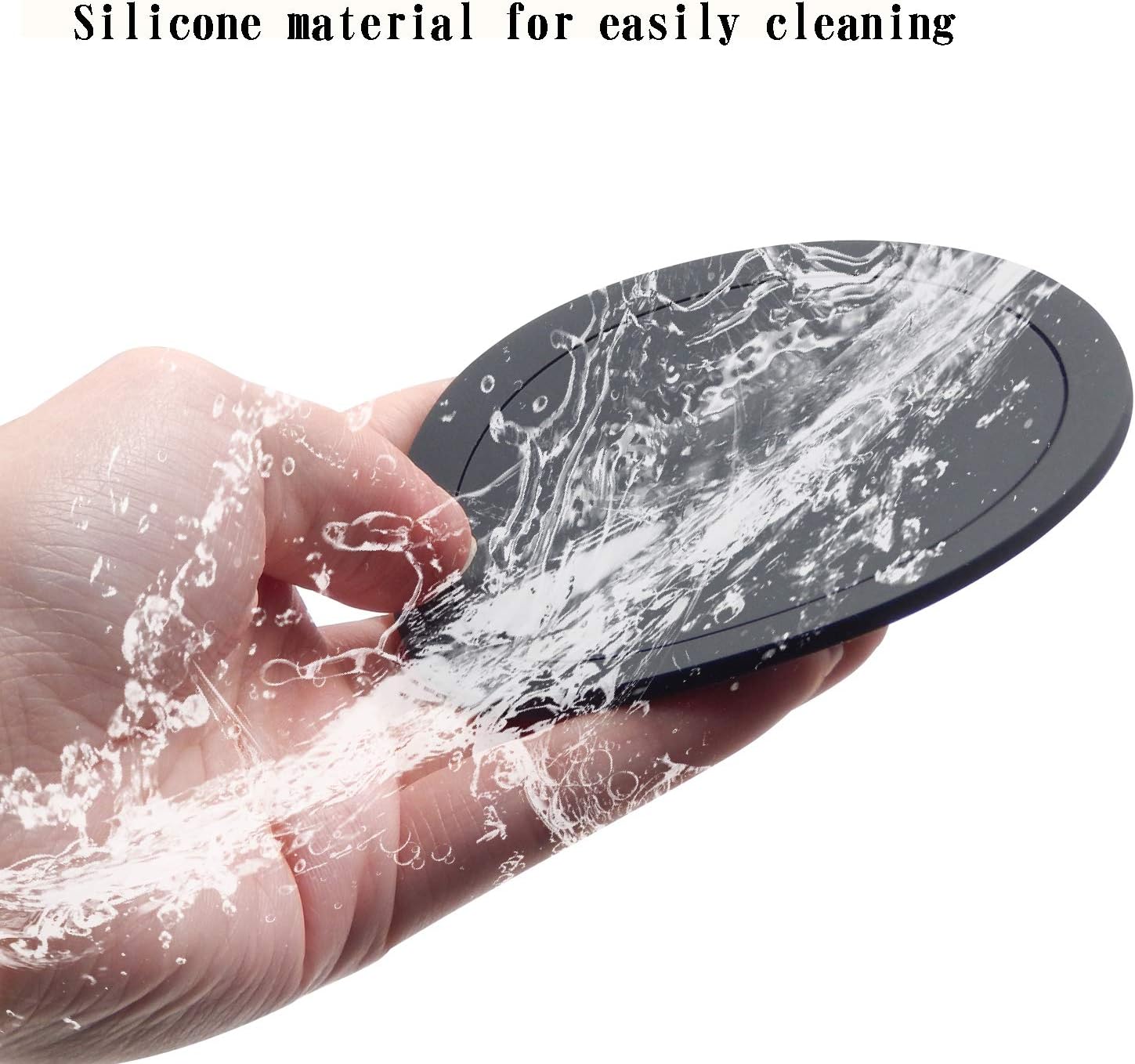 Holder Set / TOSSOW Silicone Coasters for Drinks / Black / Round / Set of 6