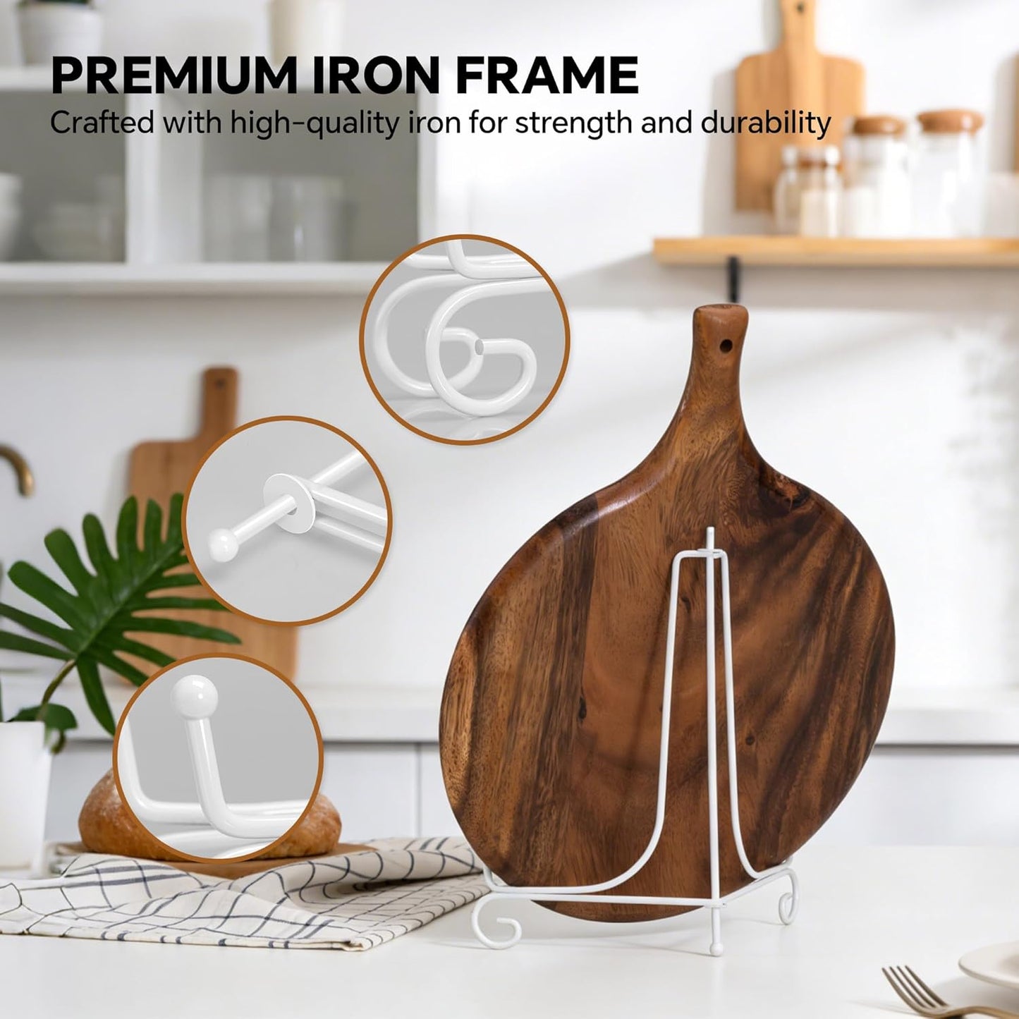 Iron Large Plate Stand / White / 12 Inch / Set of 2