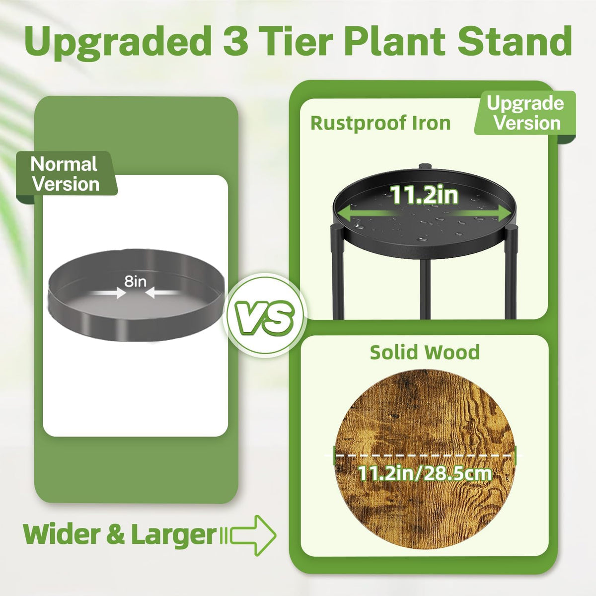 iDavosic.ly 3 Tier Corner Metal Plant Stand Indoor with Grow Light, Black | Vertical Outdoor Flower Display Holder for