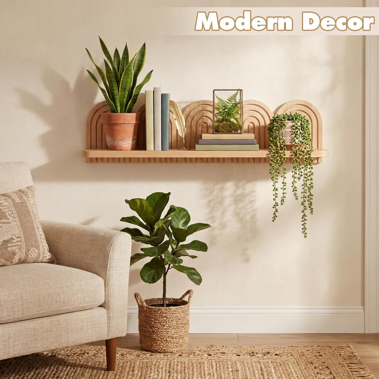 Wall Coat Rack/Boho Wall Shelf Mid-Century Modern Wooden Coat Vintage Mount / 22 x 5.5 x 4.5 / Wood