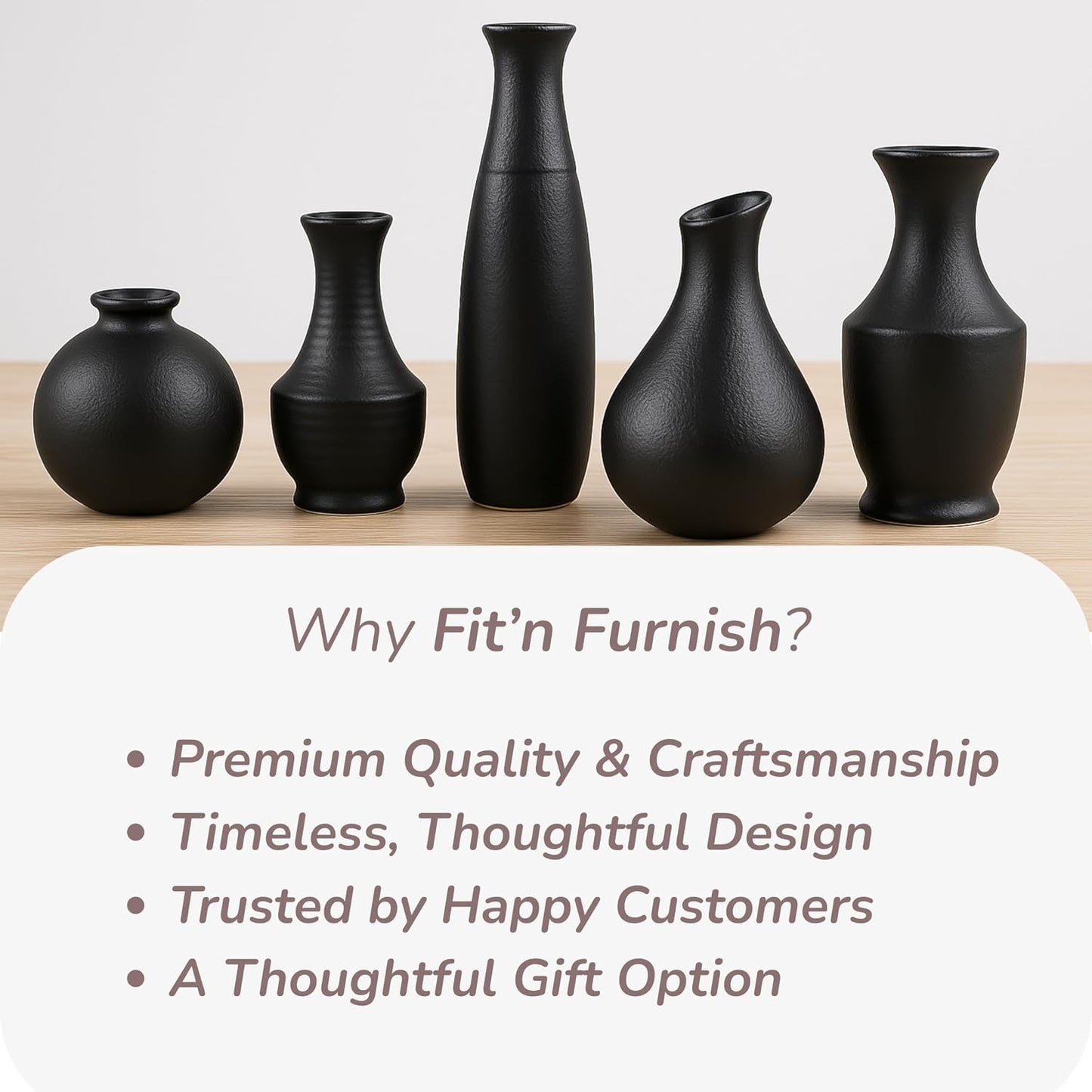 Ceramic Mini Vases for Flower Vase Styling / Black