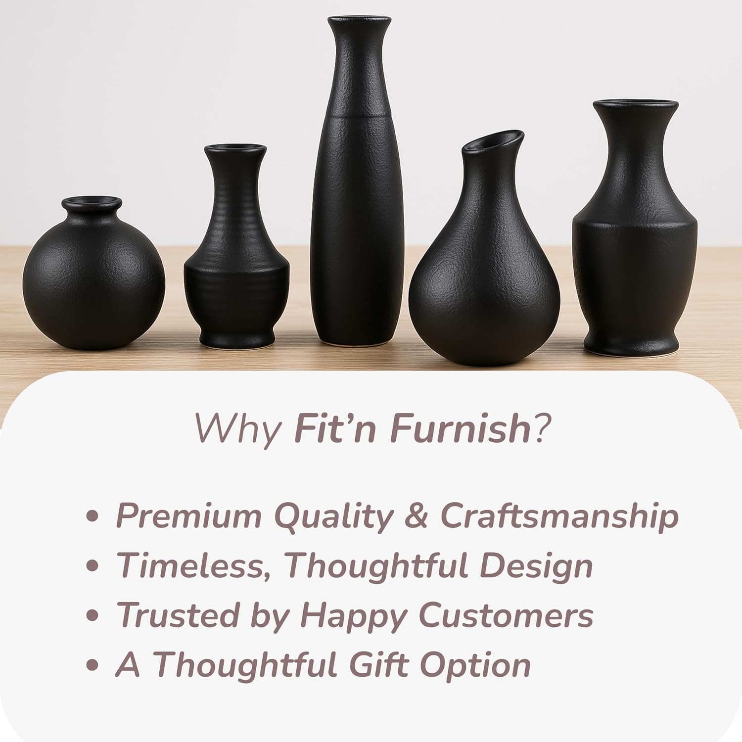 Ceramic Mini Vases for Flower Vase Styling / Black