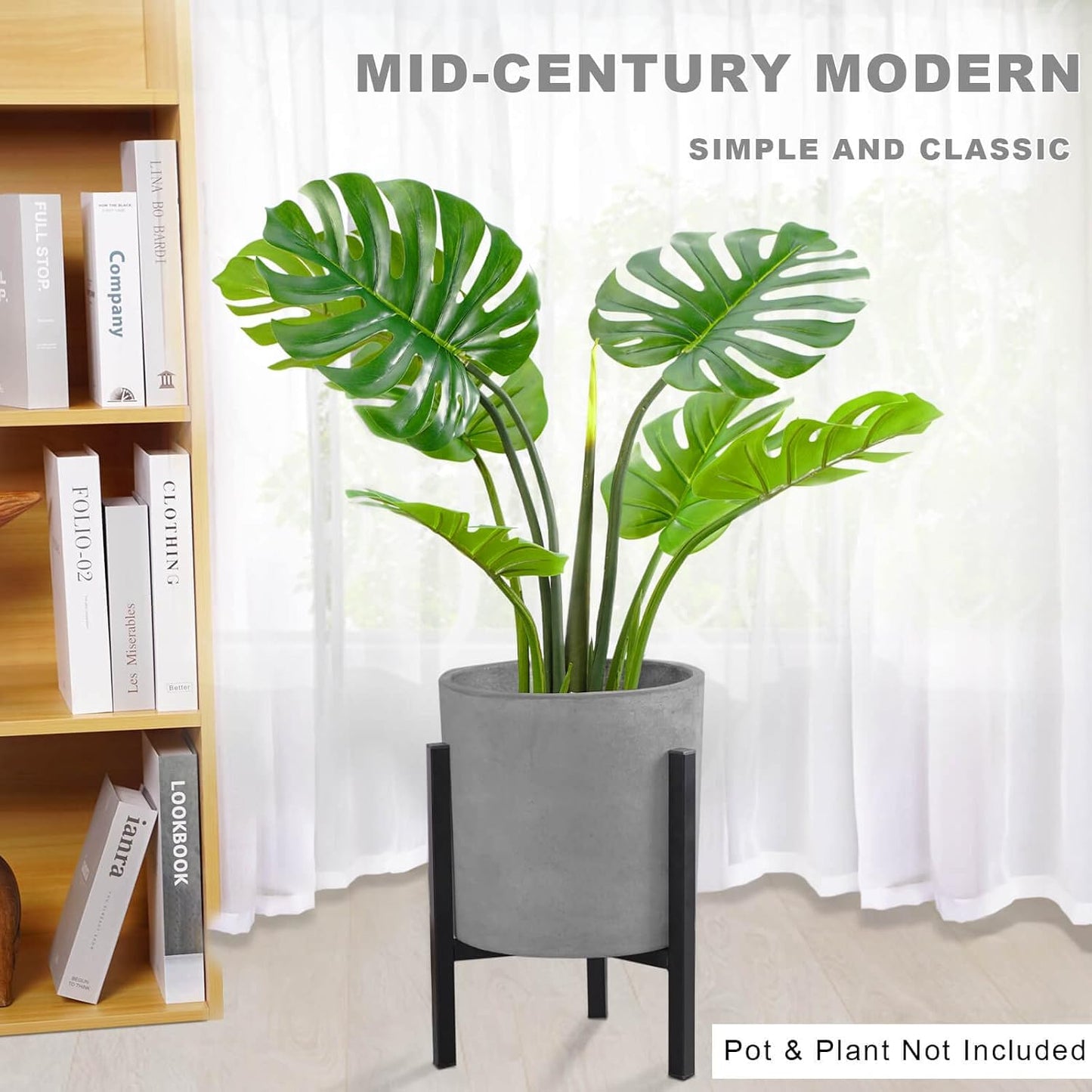 2 Pack Adjustable Plant Stand, Metal Planter Stands Indoor Outdoor, Mid Century Modern Plant Holder, Fit 8 10 12 inch
