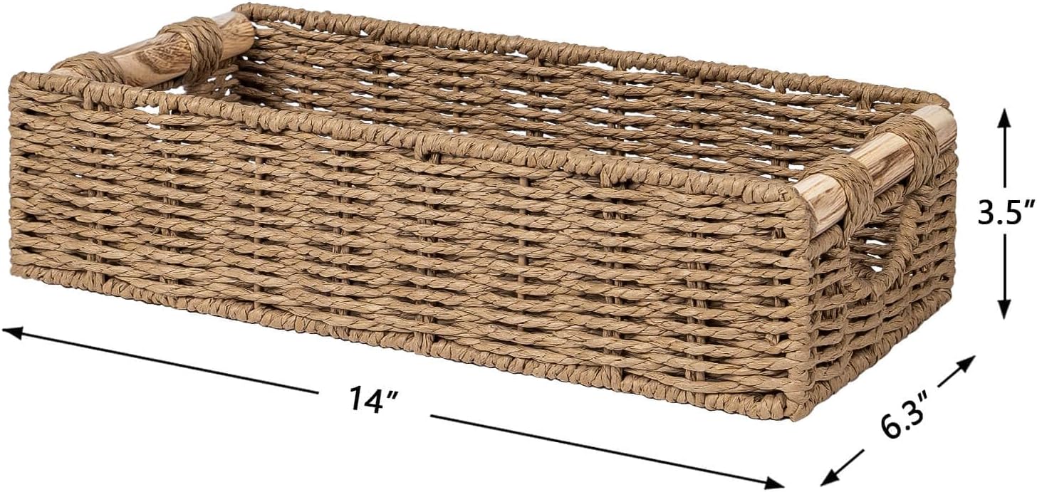 Handwoven Toilet Tank Top Paper Baskets / Neutral