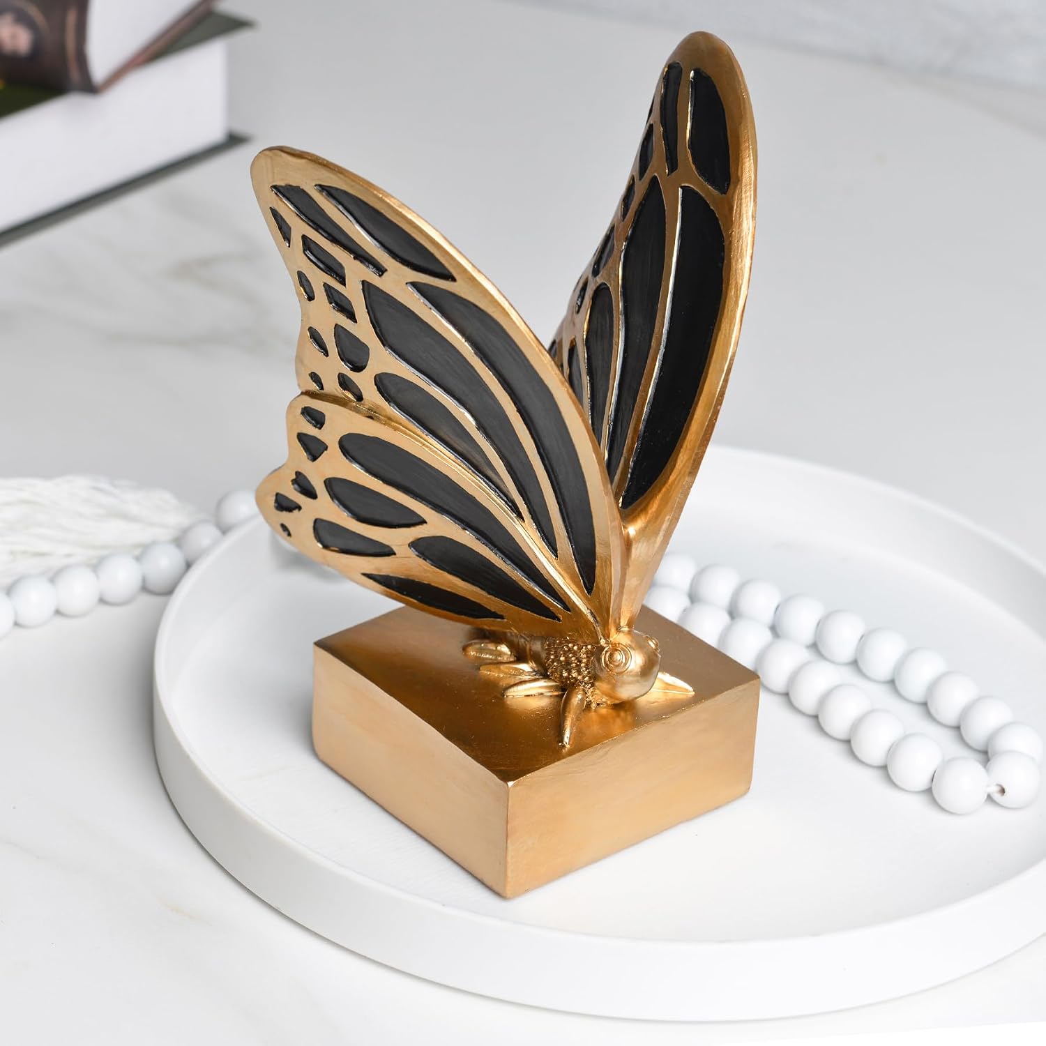 Vintage Brass Butterfly Bookends / Black Brass