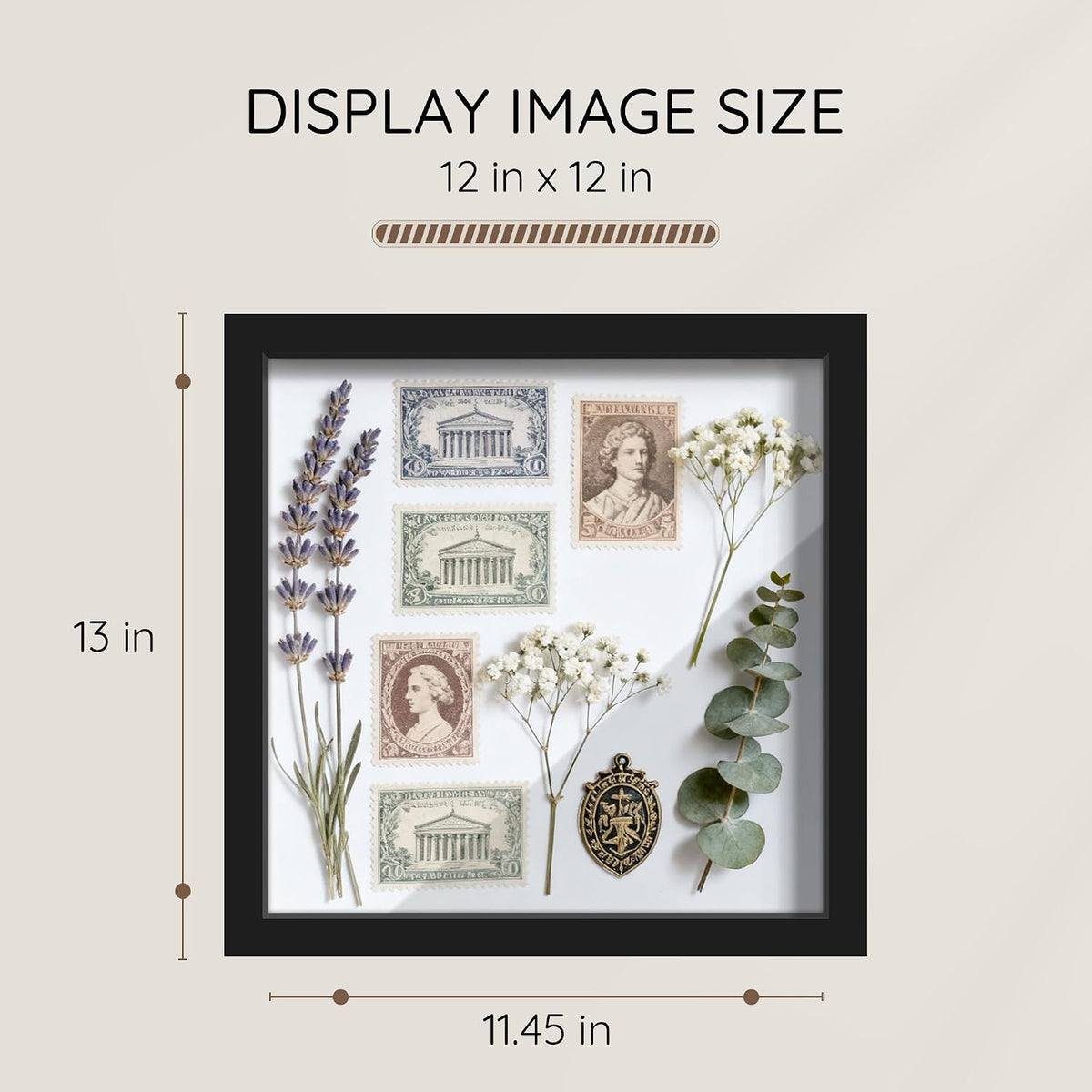 12x12 Black Wooden Shadow Box Frame, Tempered Glass, 2 Pack | Black Backboard, Tabletop & Vertical/Horizontal Wall