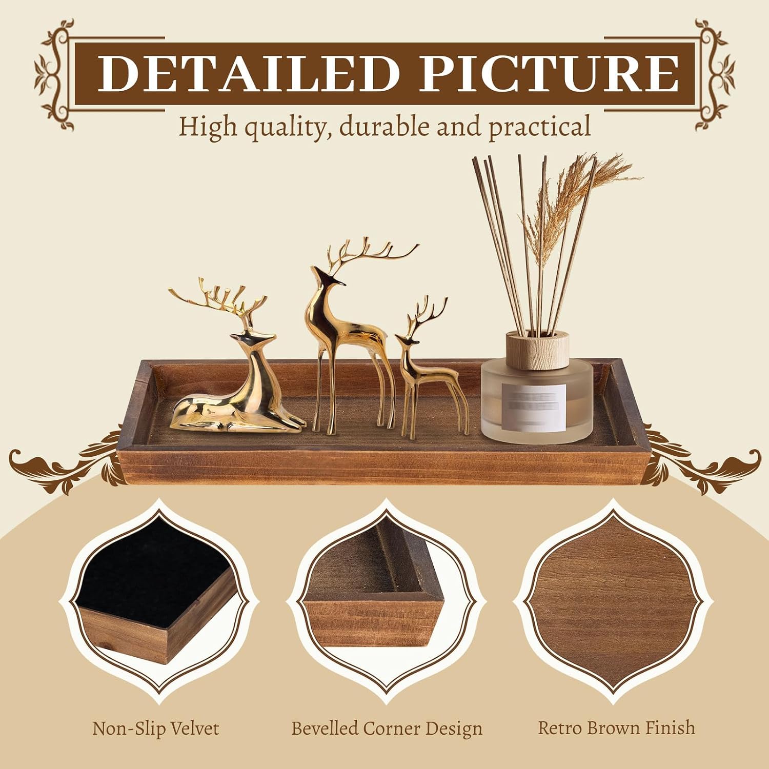 Rustic Long Narrow Tray / 12.2 x 5 x 1.1 / Brown