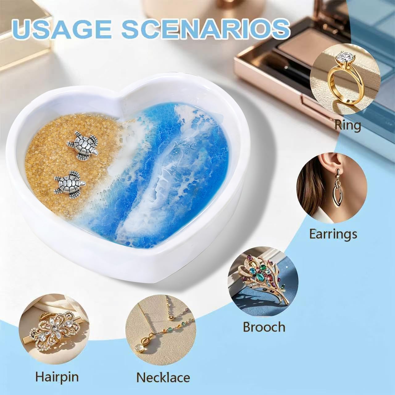 Coastal Jewelry Tray for Engagement & Wedding / Beach Ocean