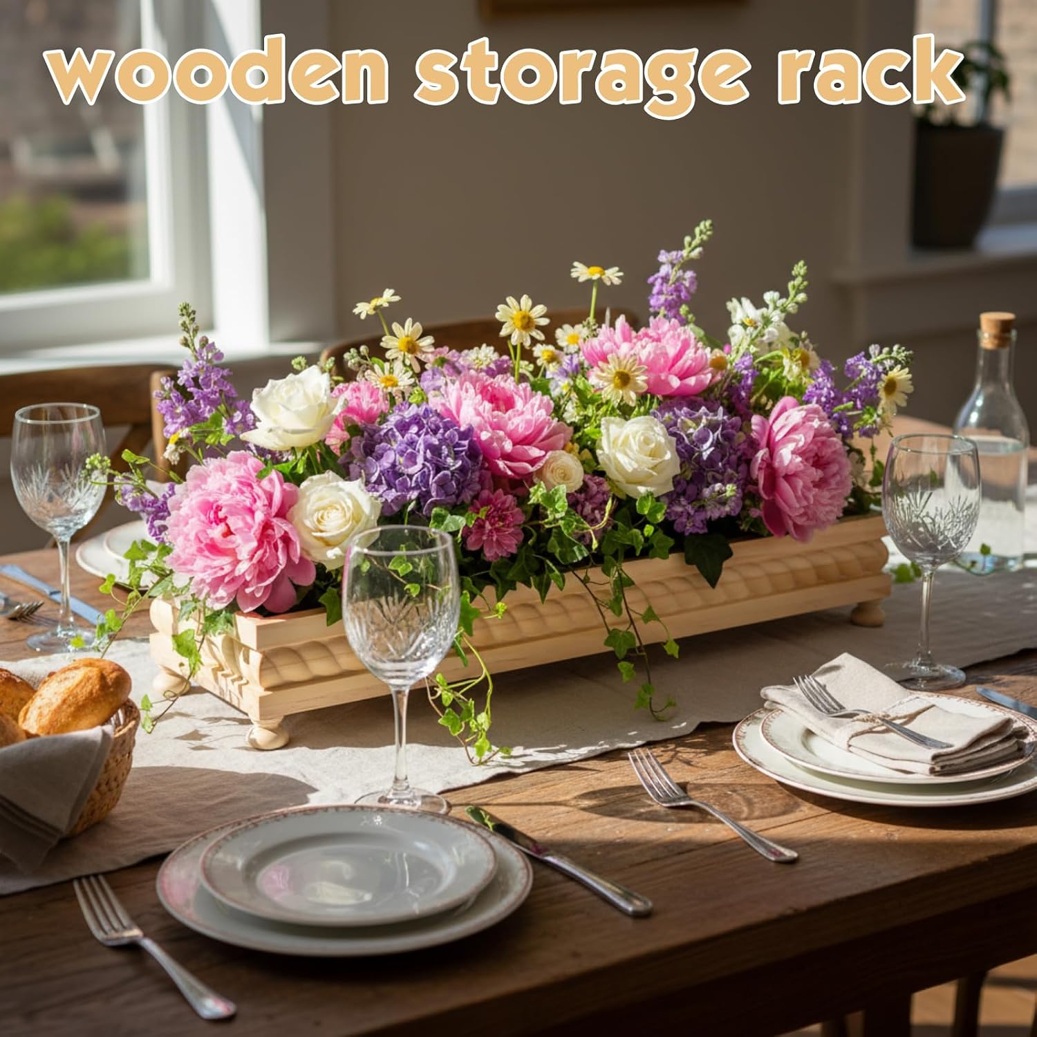 Spring Decorative Wooden Tables Centerpiece Tray / Wood / Set of 24