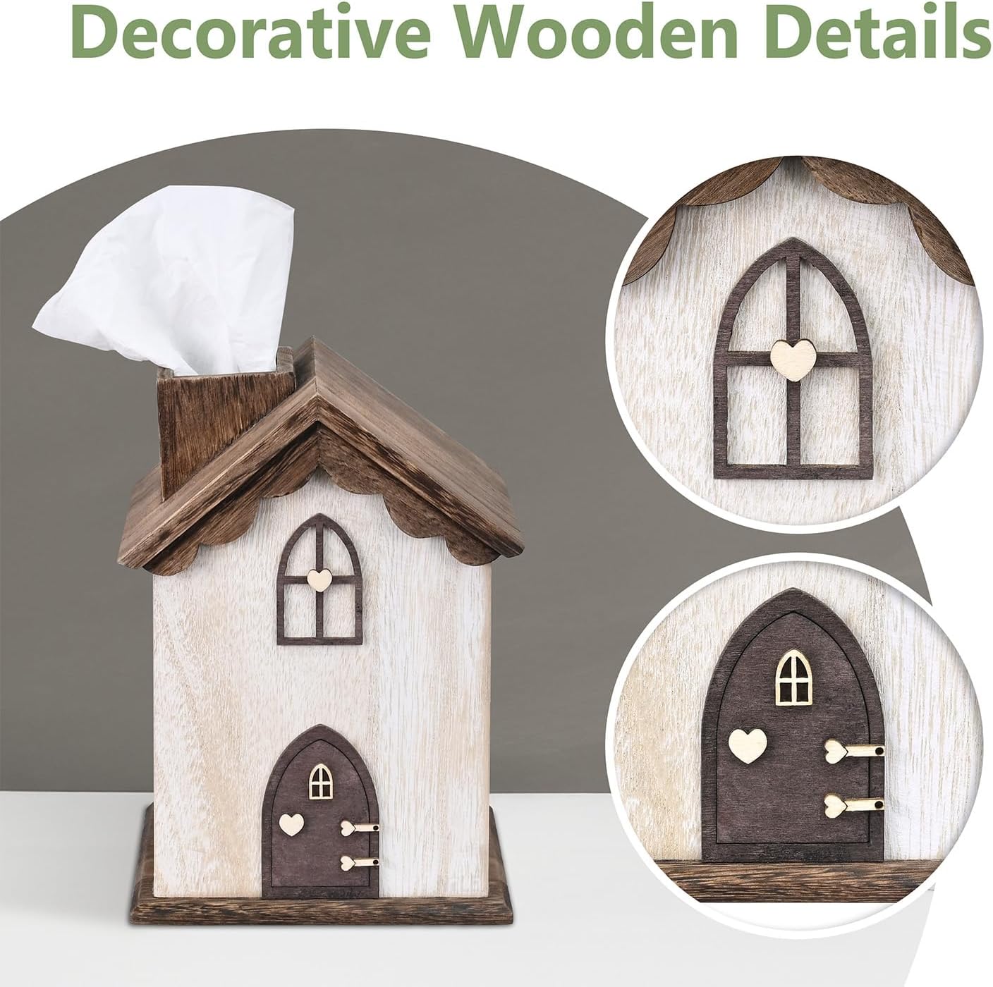 Farmhouse Wooden Square Tissue Box Cover