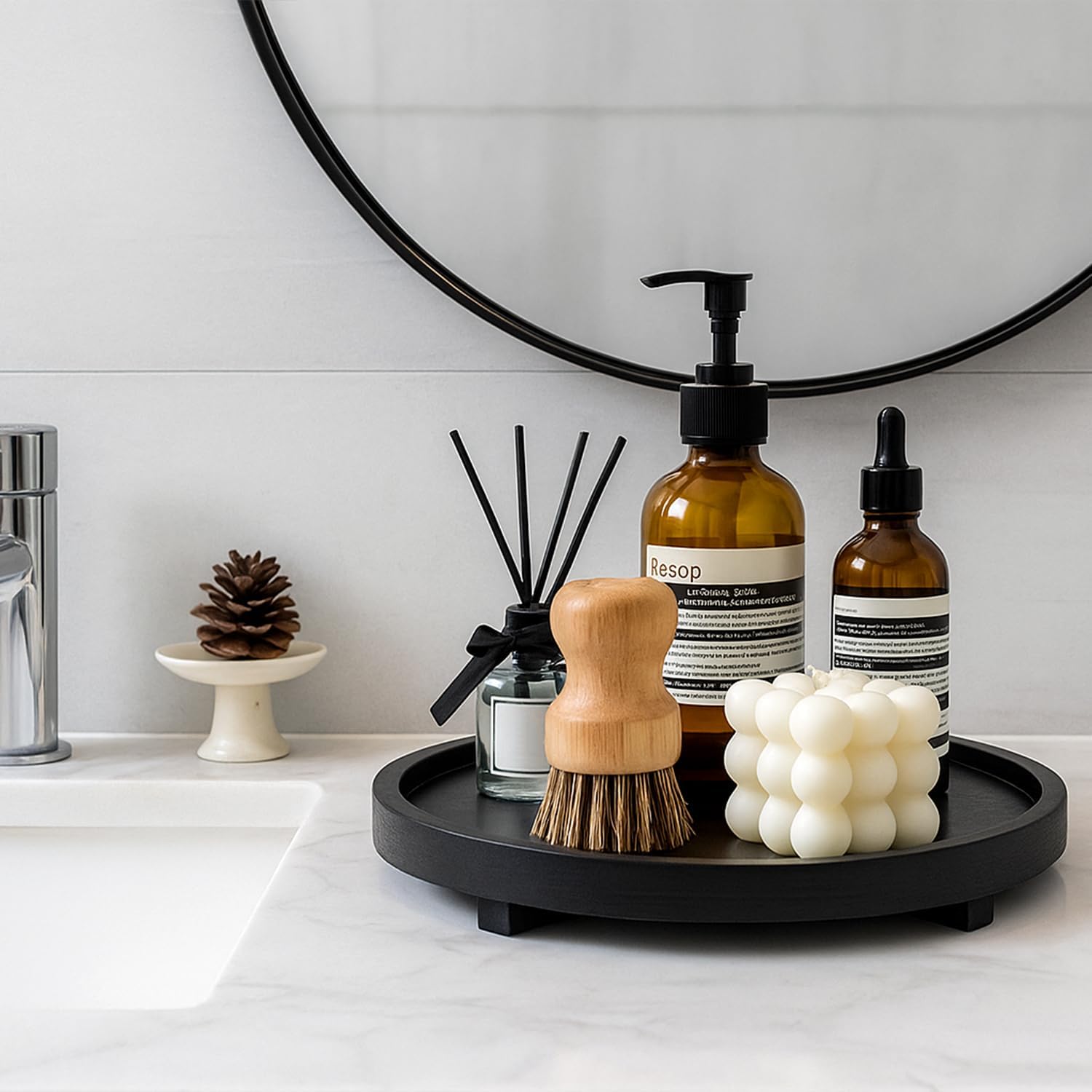 Decorative Wooden Tray / Black / Set of 10