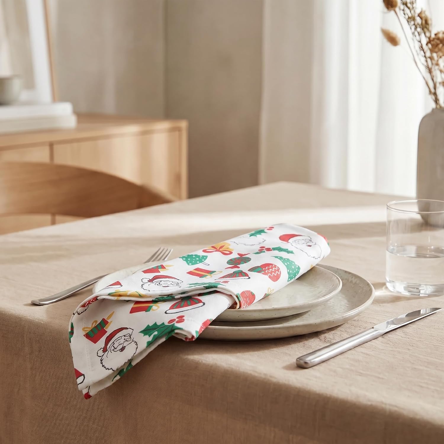 Urban Villa Cloth Napkins Cotton 20x20 (Set of 12) Xmas Print