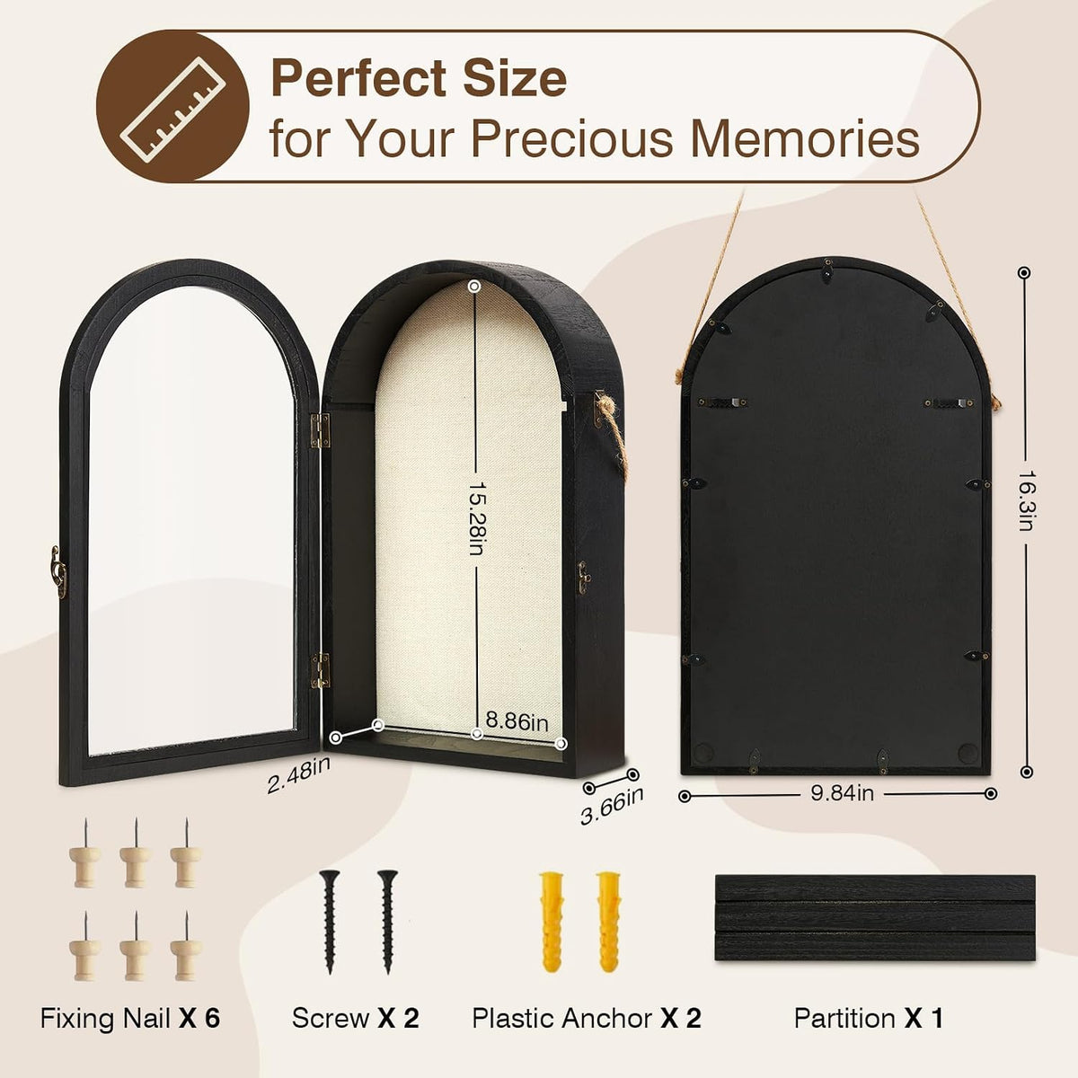 DGWJSU Shadow Box Frame 10x16 Large Shadow Boxes Display Cases with Linen Back and Removable Shelves, Picture Frame