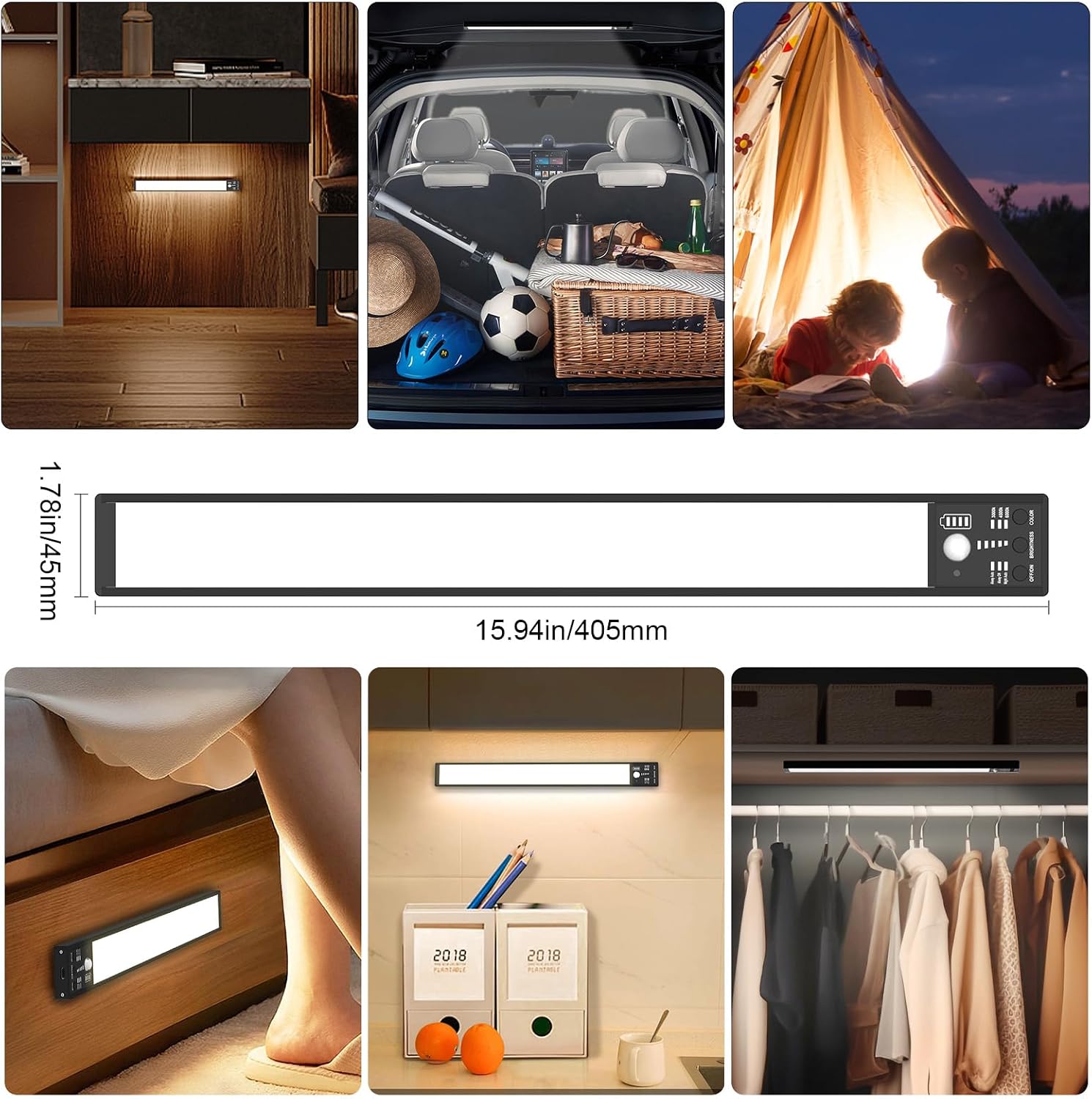 YELKO Under Cabinet Lights, 116LEDs Rechargeable Motion Sensor Light Indoor, 3200mAh 15.8inch Battery Operated Closet
